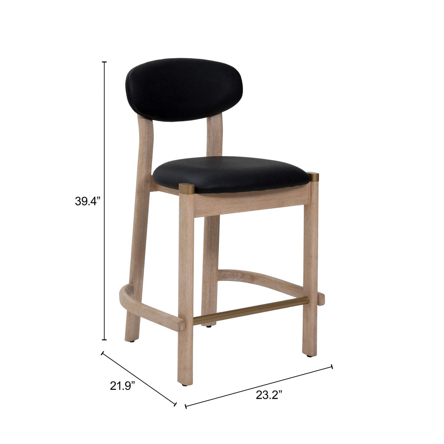 Rilou Black & Natural Counter Stool (Set of 2) - Ornate Home