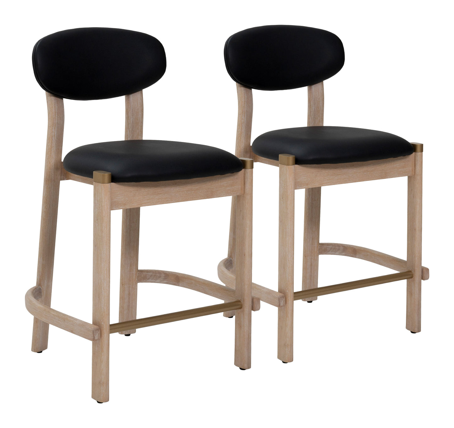 Rilou Black & Natural Counter Stool (Set of 2) - Ornate Home