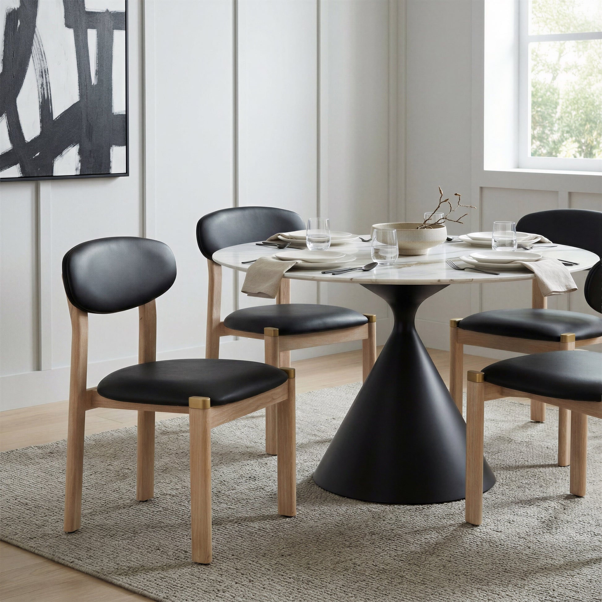 Rilou Black & Natural Dining Chair (Set of 2) - Ornate Home