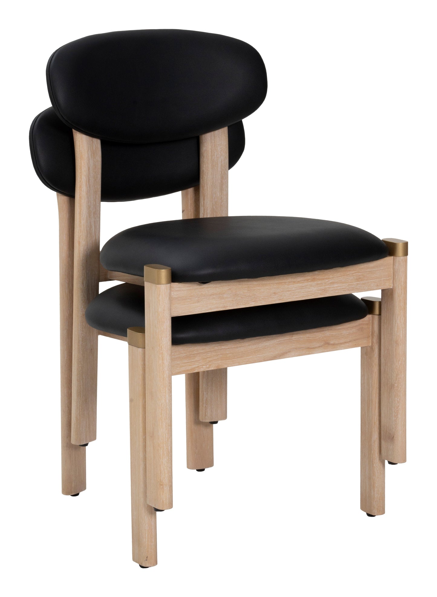 Rilou Black & Natural Dining Chair (Set of 2) - Ornate Home
