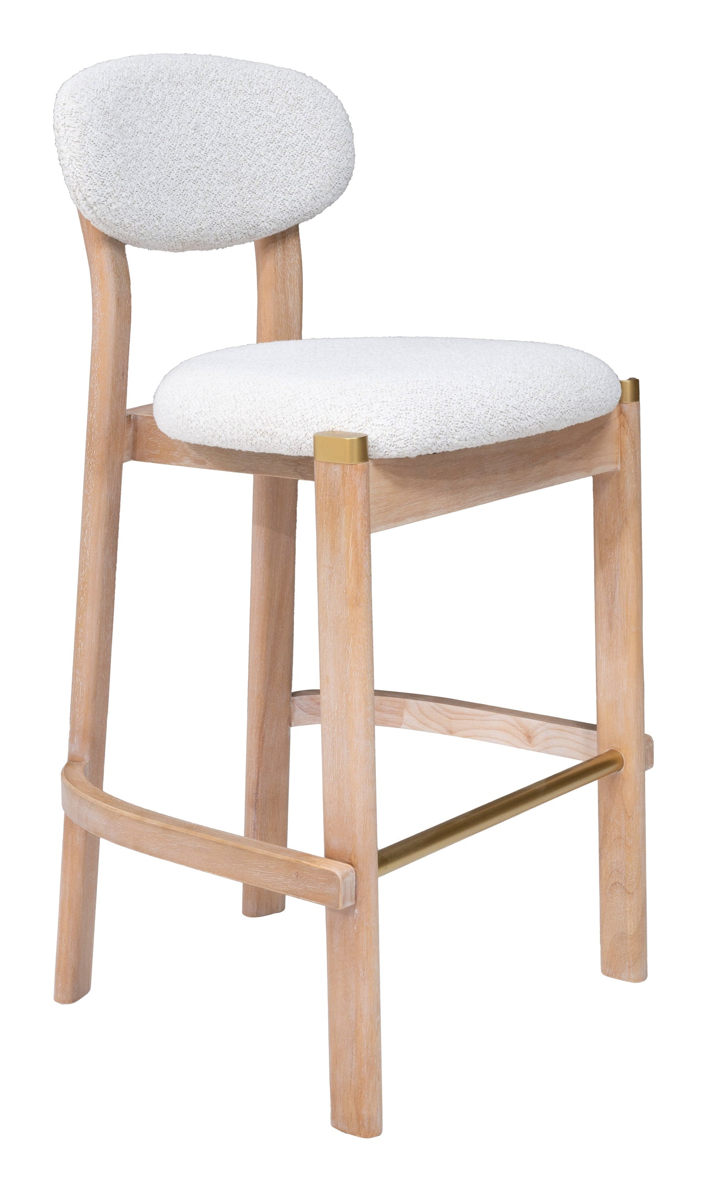Rilou White & Natural Barstool (Set of 2) - Ornate Home