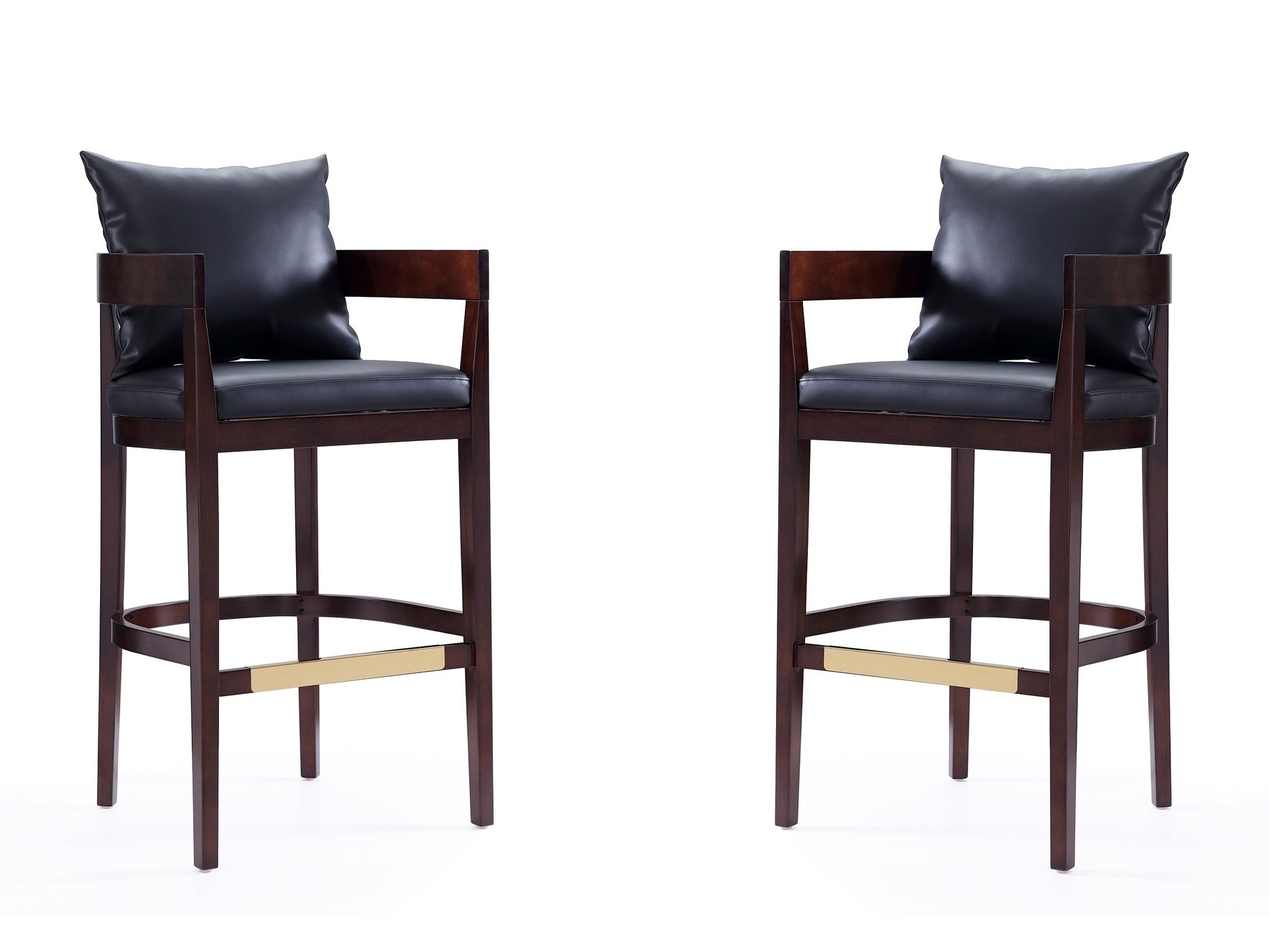 Ritz Barstool in Black and Dark Walnut (set of 2) - Ornate Home