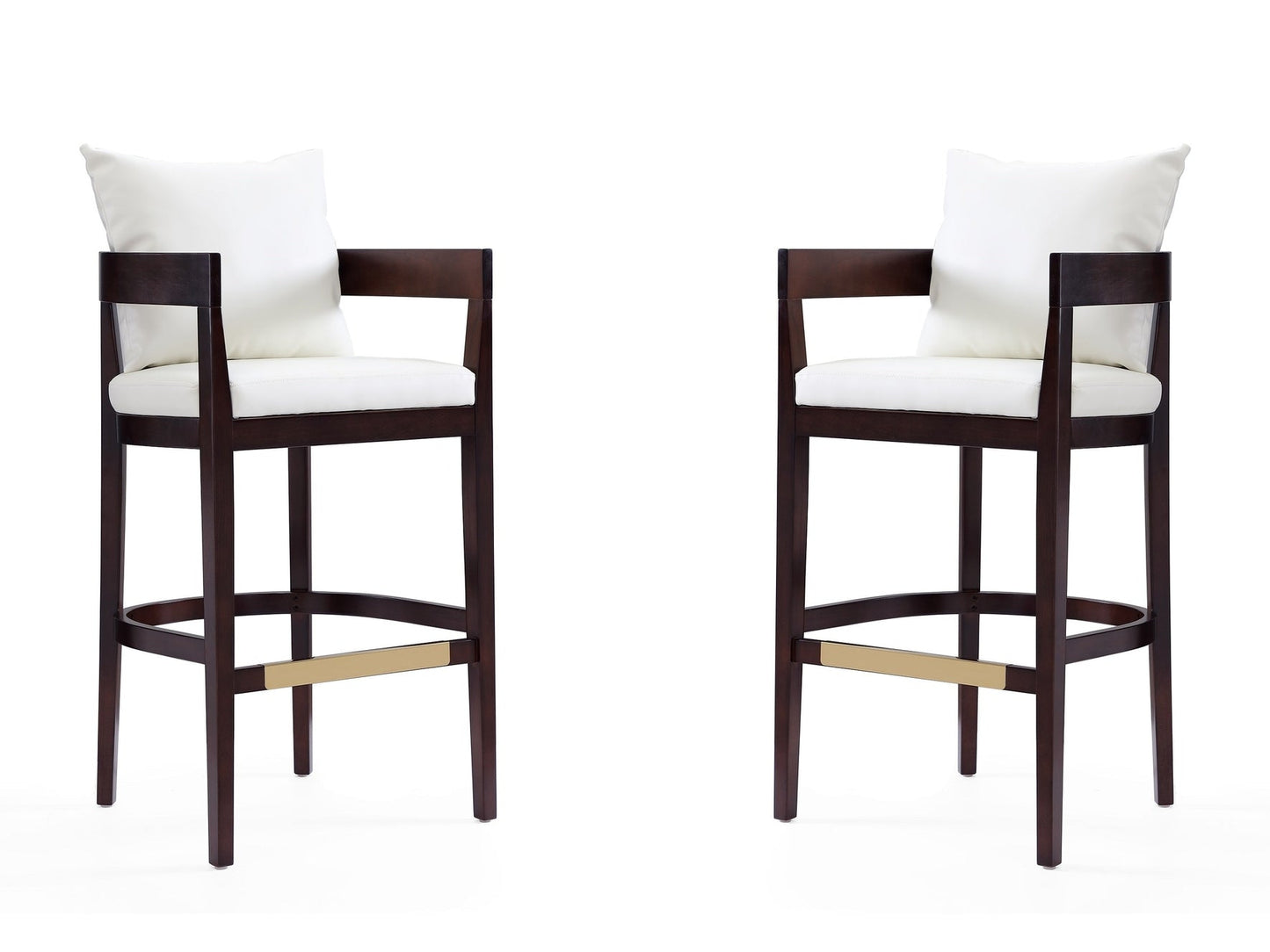 Ritz Barstool in Ivory and Dark Walnut (set of 2) - Ornate Home