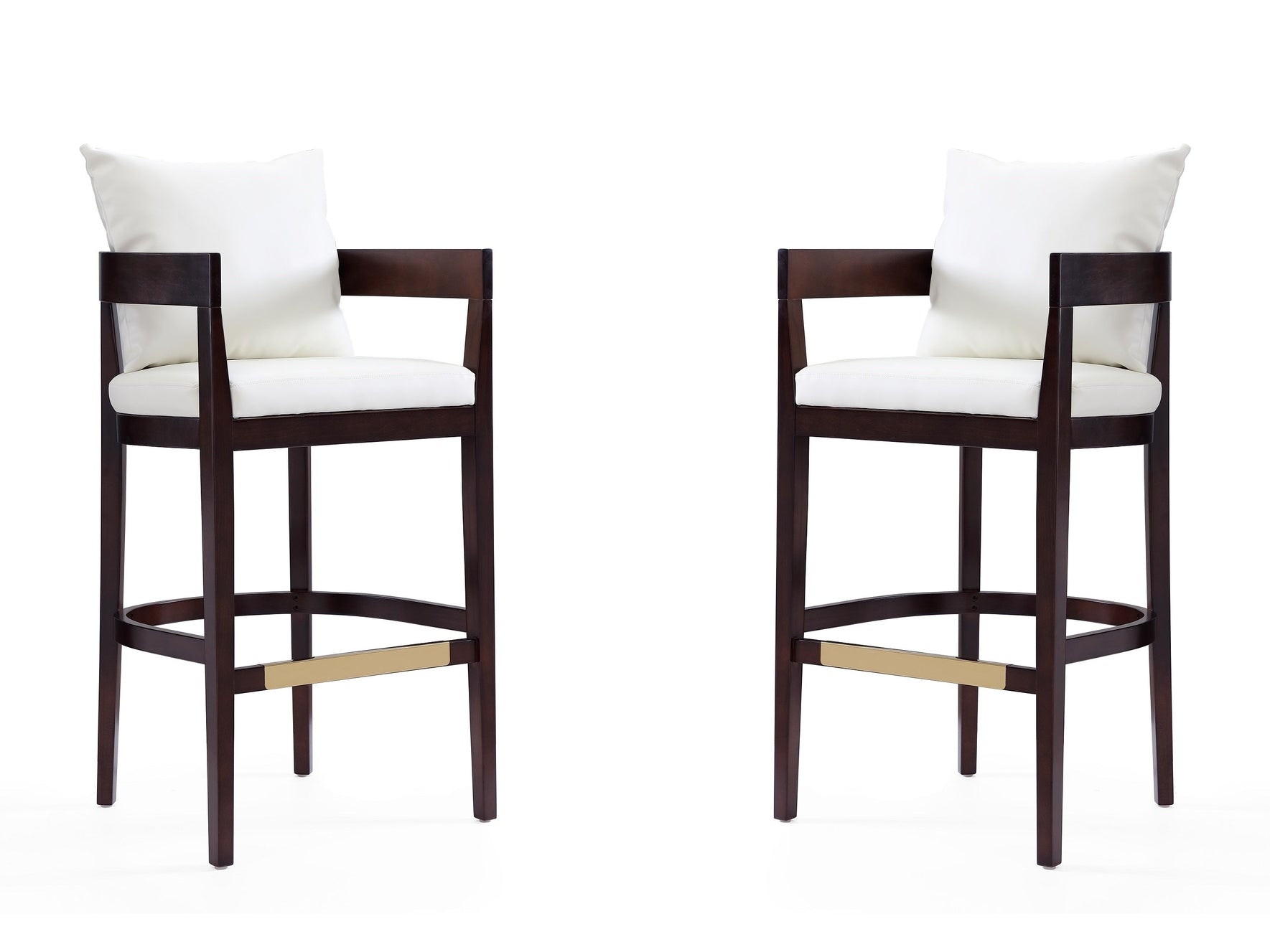 Ritz Barstool in Ivory and Dark Walnut (set of 2) - Ornate Home