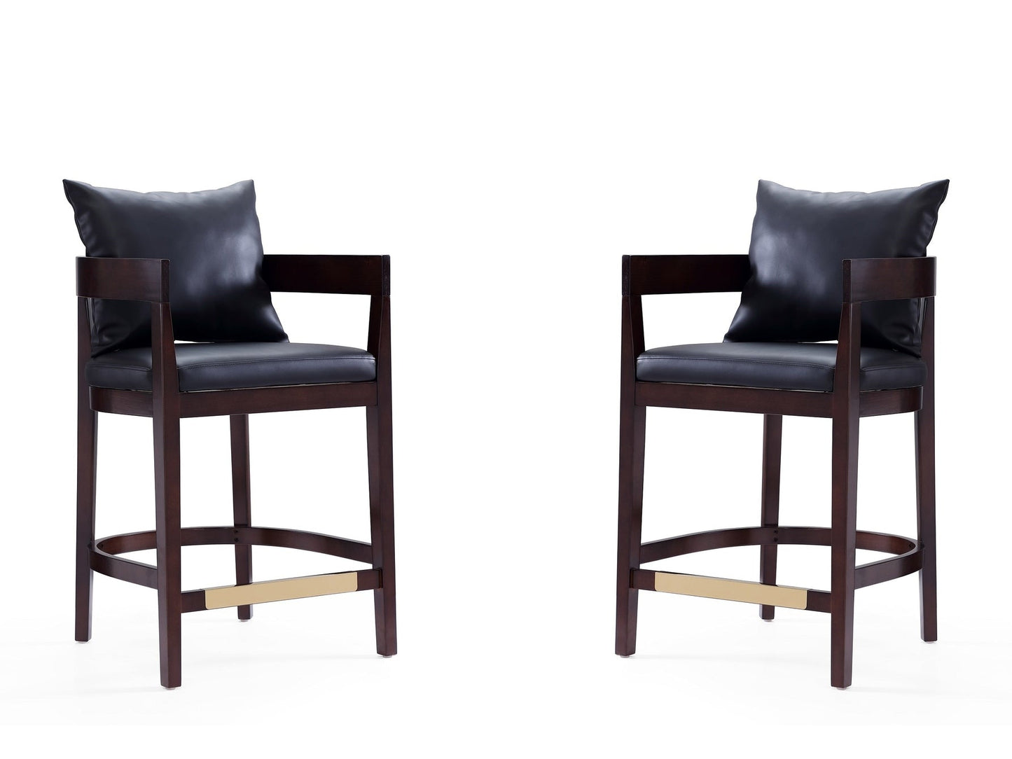 Ritz Counter Stool in Black and Dark Walnut (set of 2) - Ornate Home