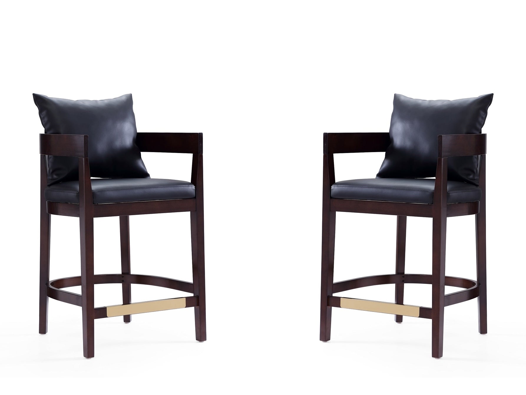 Ritz Counter Stool in Black and Dark Walnut (set of 2) - Ornate Home