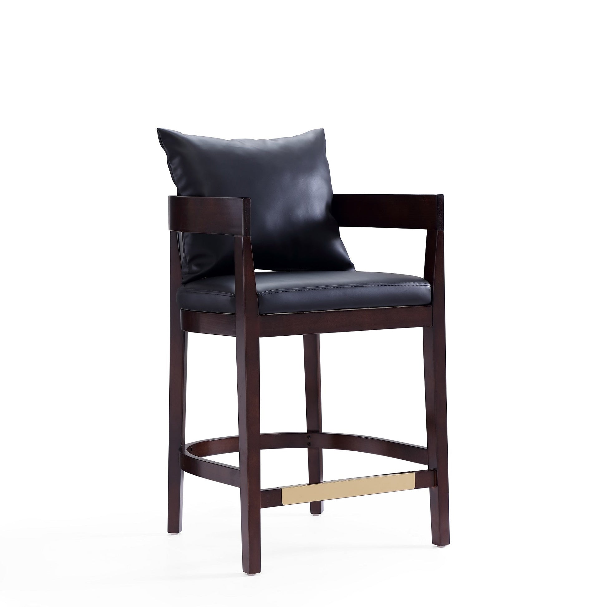 Ritz Counter Stool in Black and Dark Walnut (set of 2) - Ornate Home