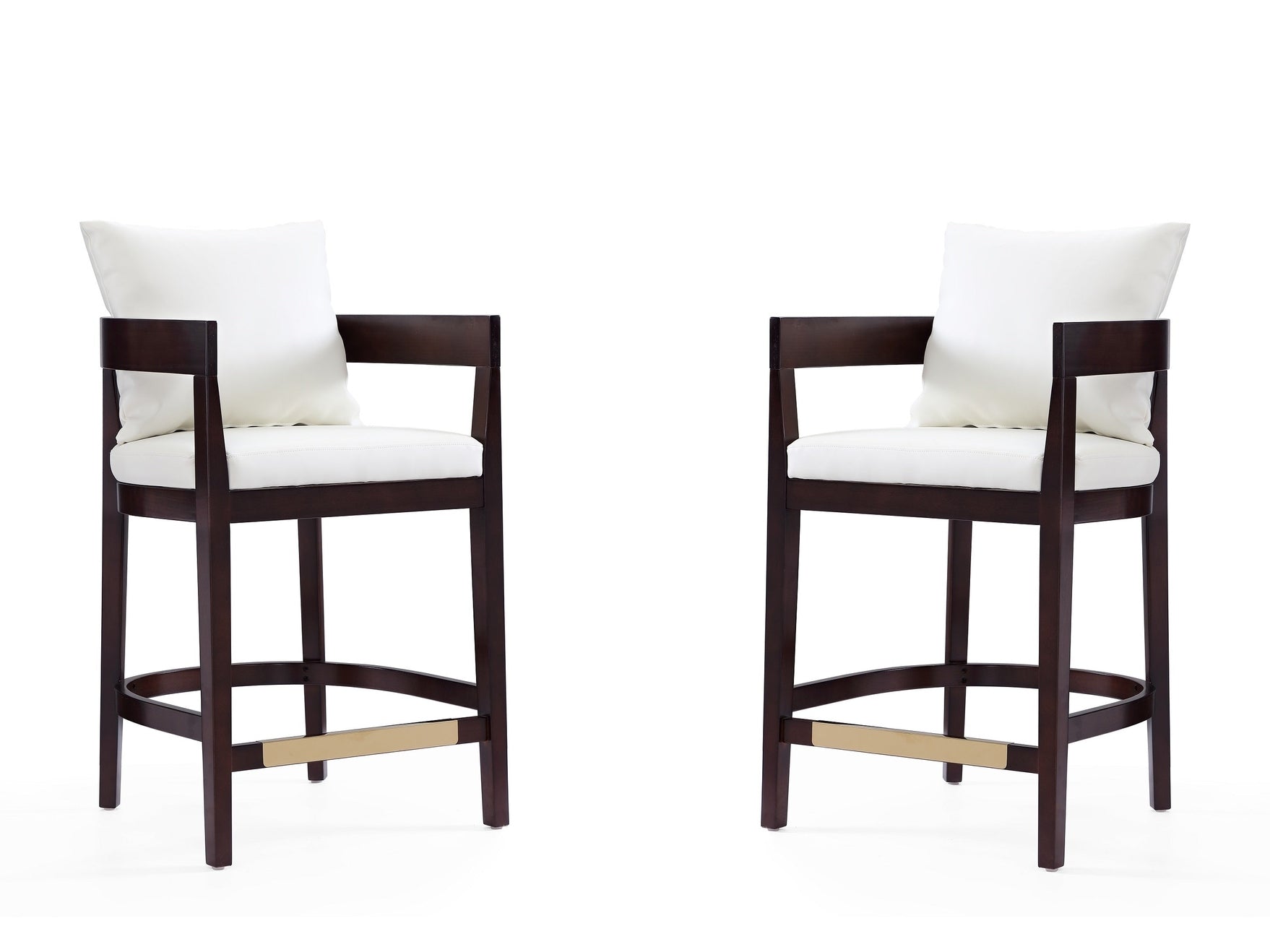 Ritz Counter Stool in Ivory and Dark Walnut (set of 2) - Ornate Home