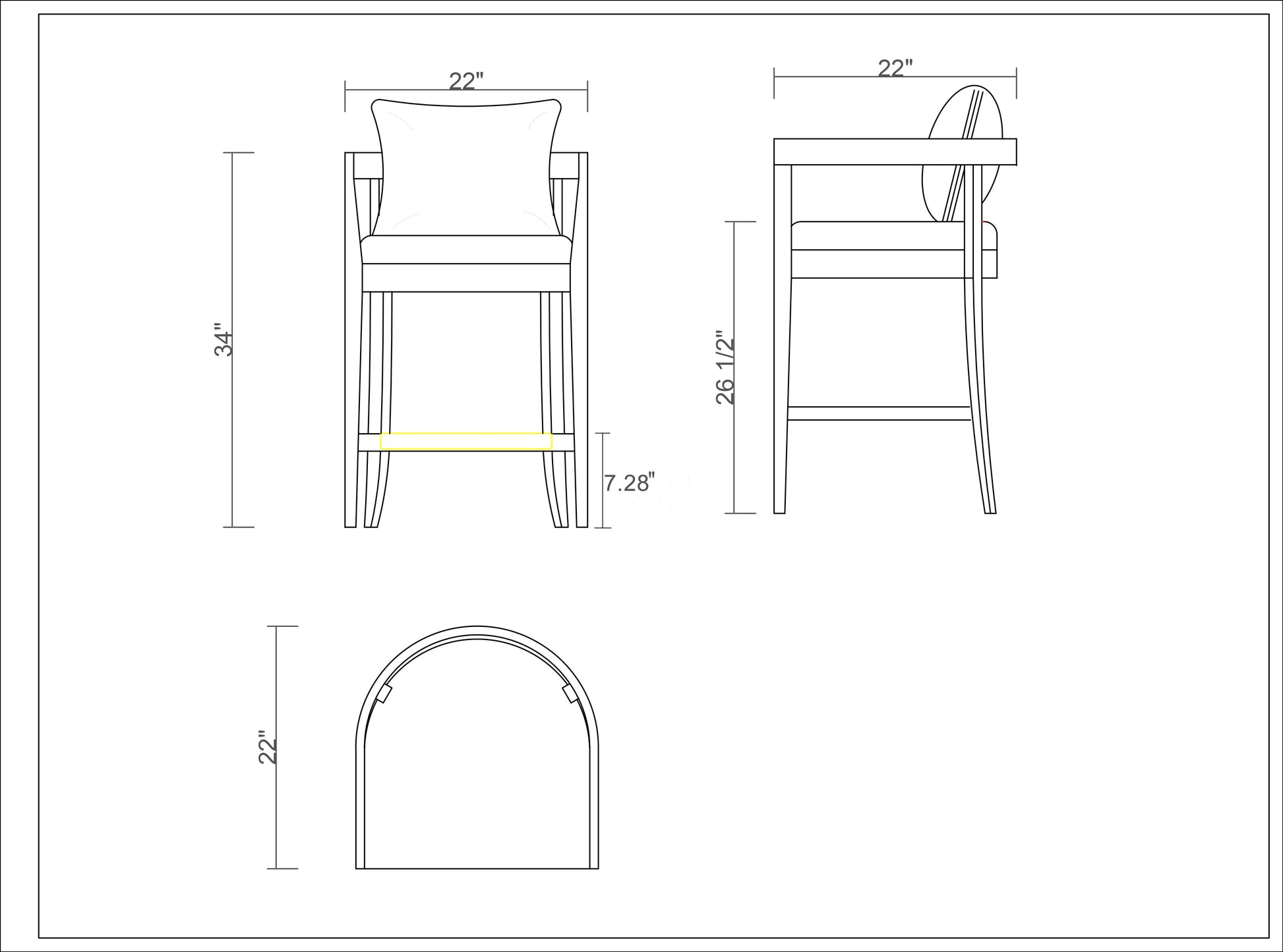 Ritz Counter Stool in Ivory and Dark Walnut (set of 2) - Ornate Home