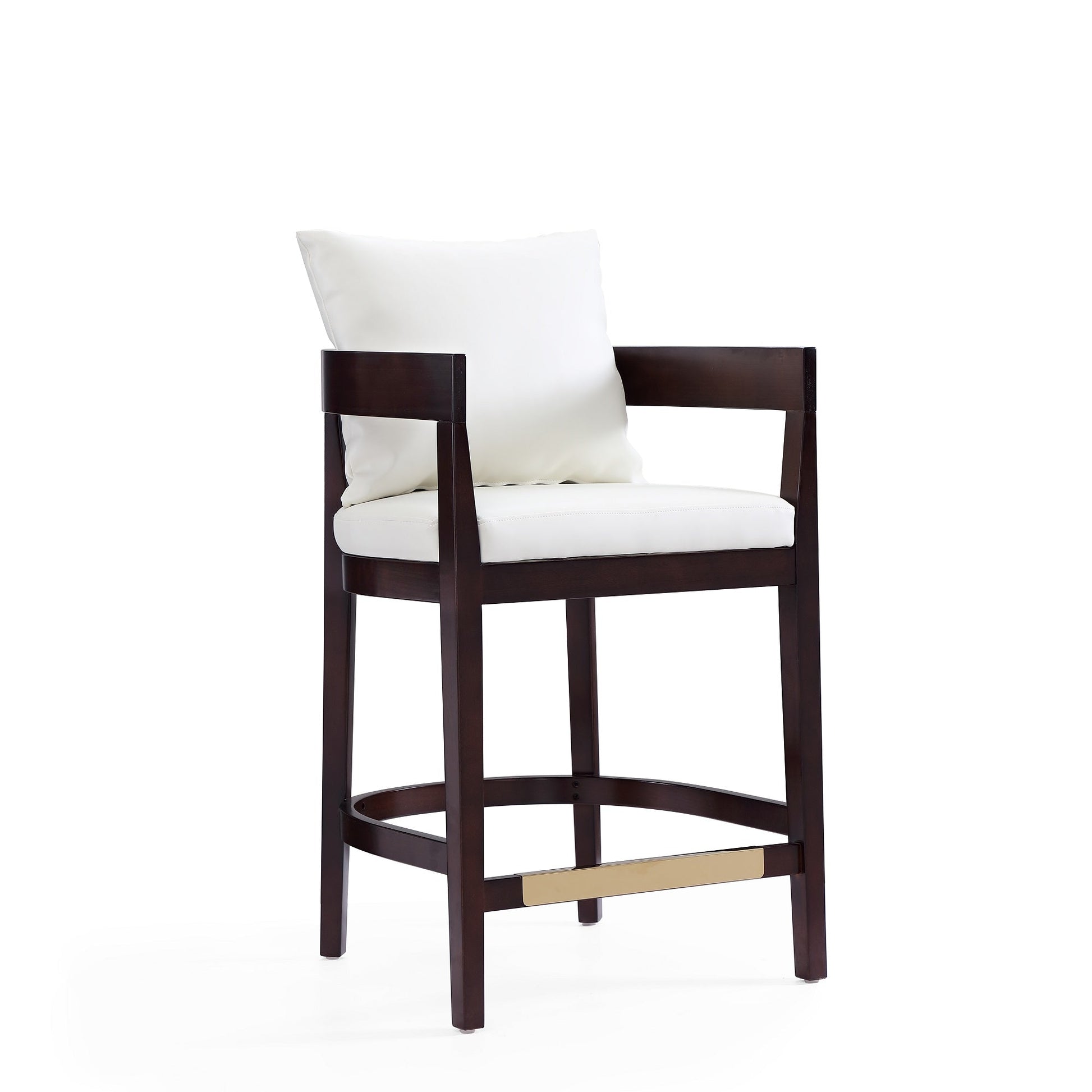 Ritz Counter Stool in Ivory and Dark Walnut (set of 3) - Ornate Home