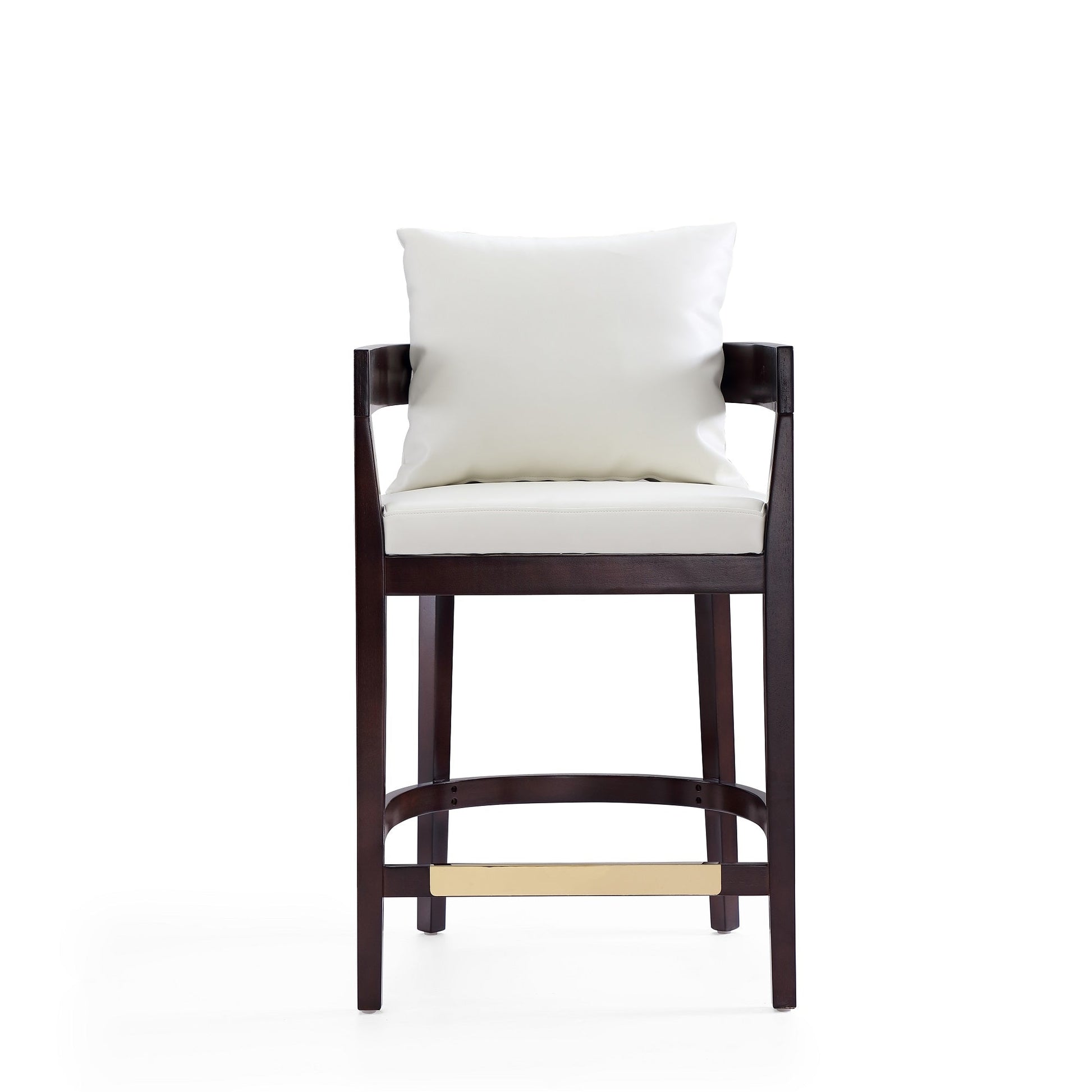 Ritz Counter Stool in Ivory and Dark Walnut (set of 3) - Ornate Home