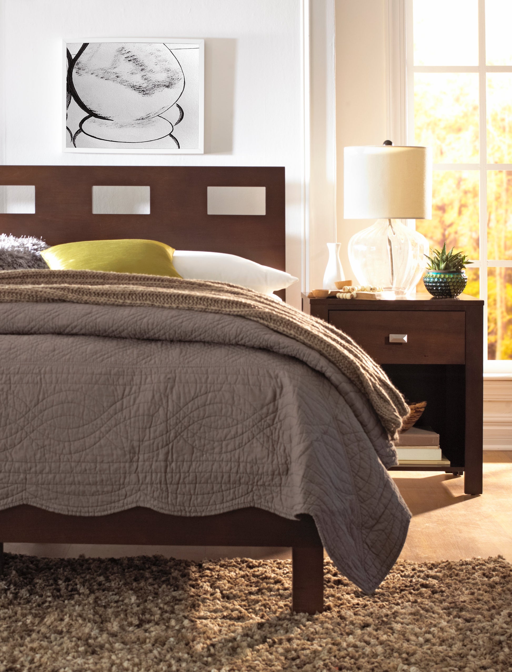 Riva One Drawer Nightstand in Chocolate Brown - Ornate Home