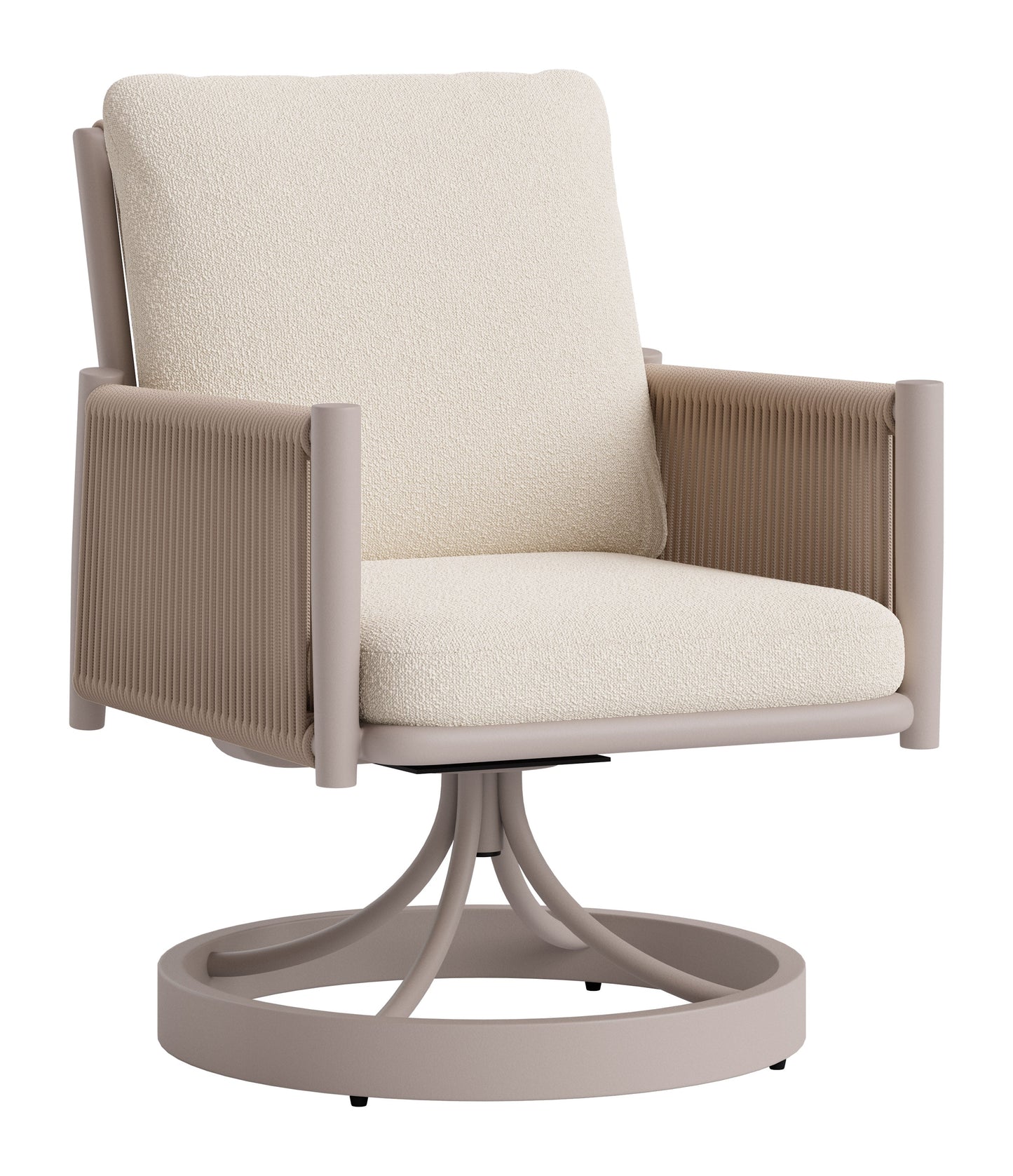 Rivan Beige Outdoor Swivel Dining Chair - Ornate Home