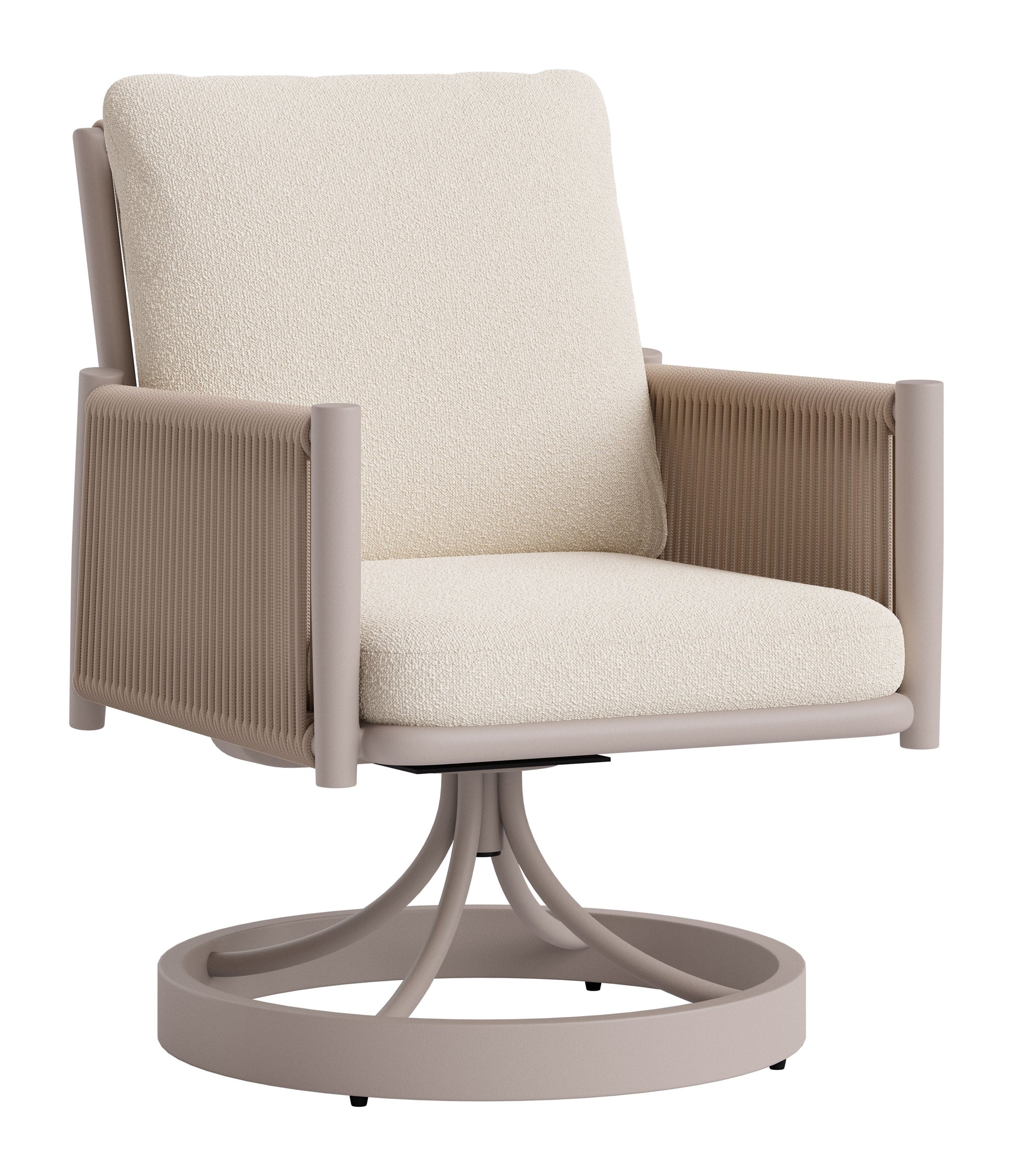 Rivan Beige Outdoor Swivel Dining Chair - Ornate Home