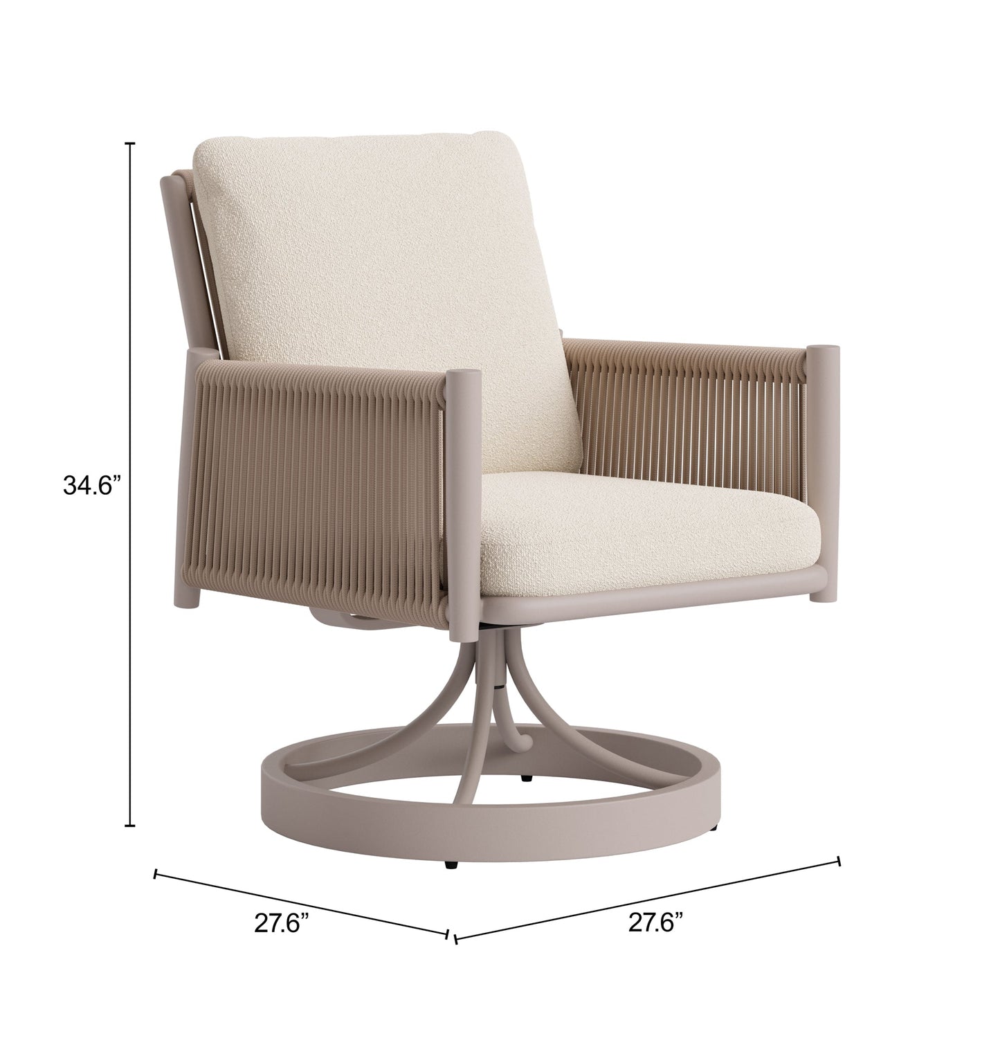 Rivan Beige Outdoor Swivel Dining Chair - Ornate Home