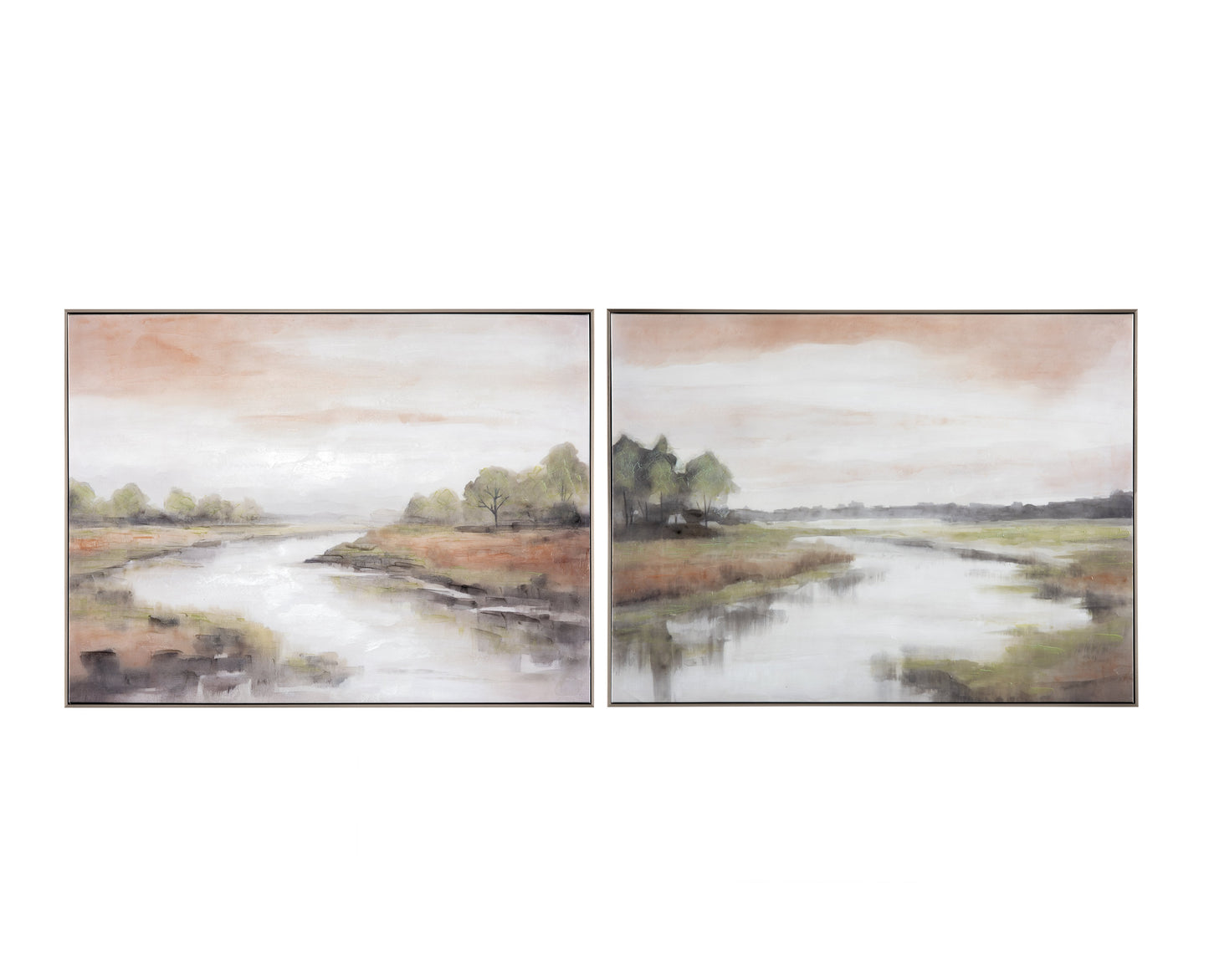 Rivers A Flowing Green/Grey Canvas - Ornate Home