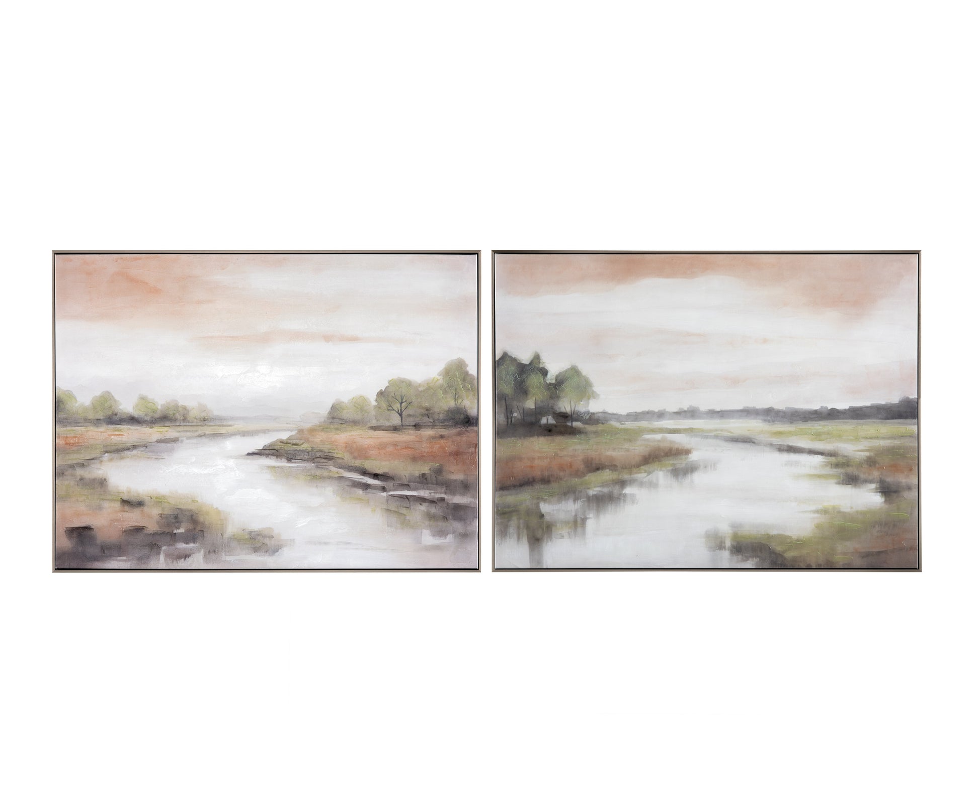 Rivers A Flowing Green/Grey Canvas - Ornate Home