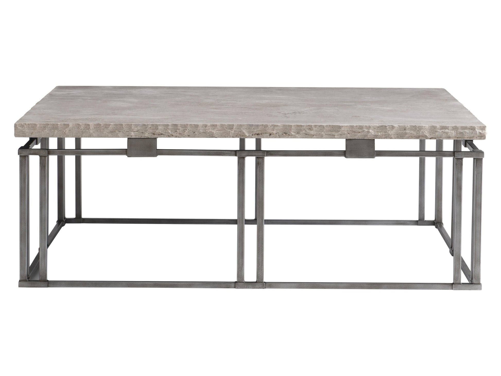 Riverton Bianco Travertine/Silver Cocktail Table - Ornate Home