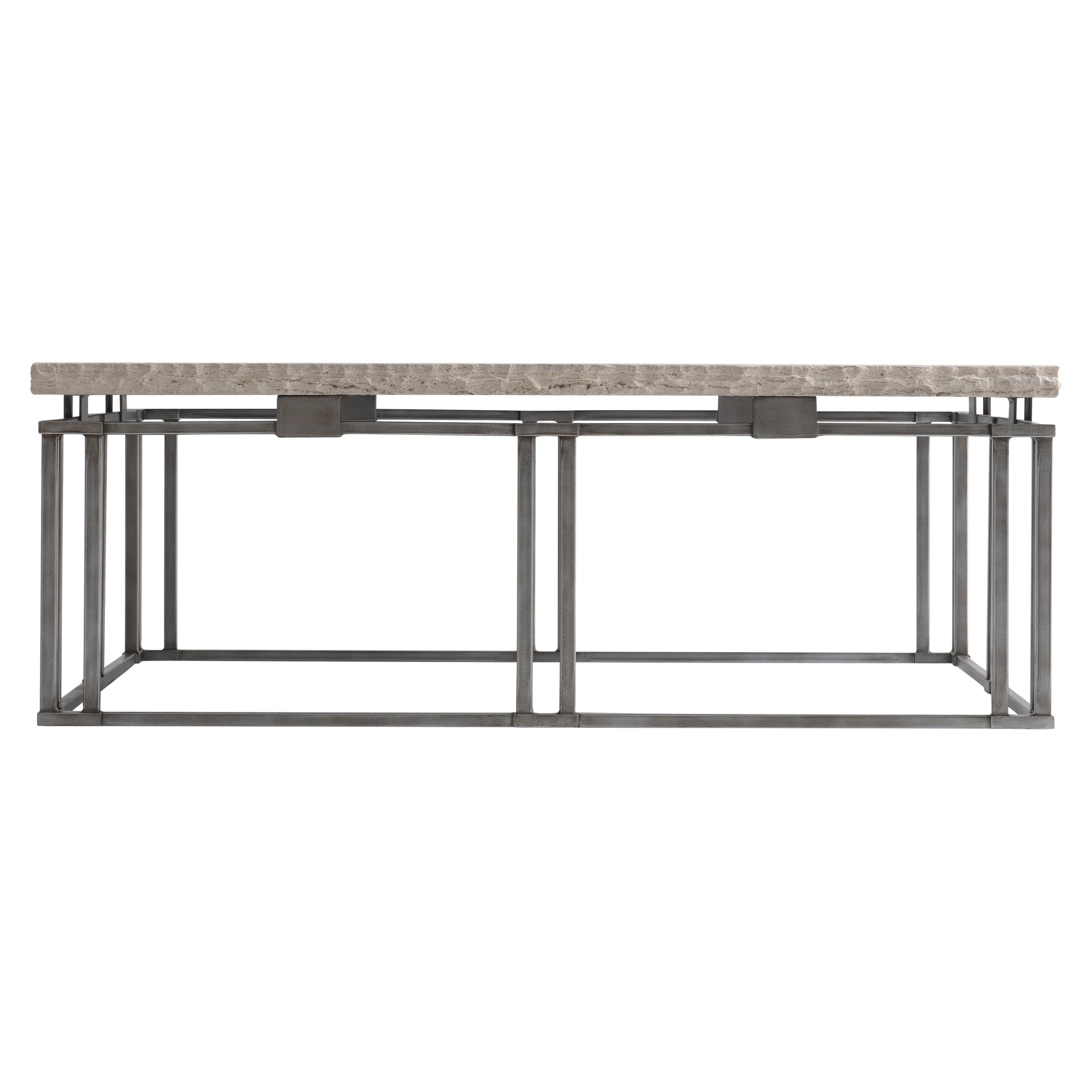 Riverton Bianco Travertine/Silver Cocktail Table - Ornate Home