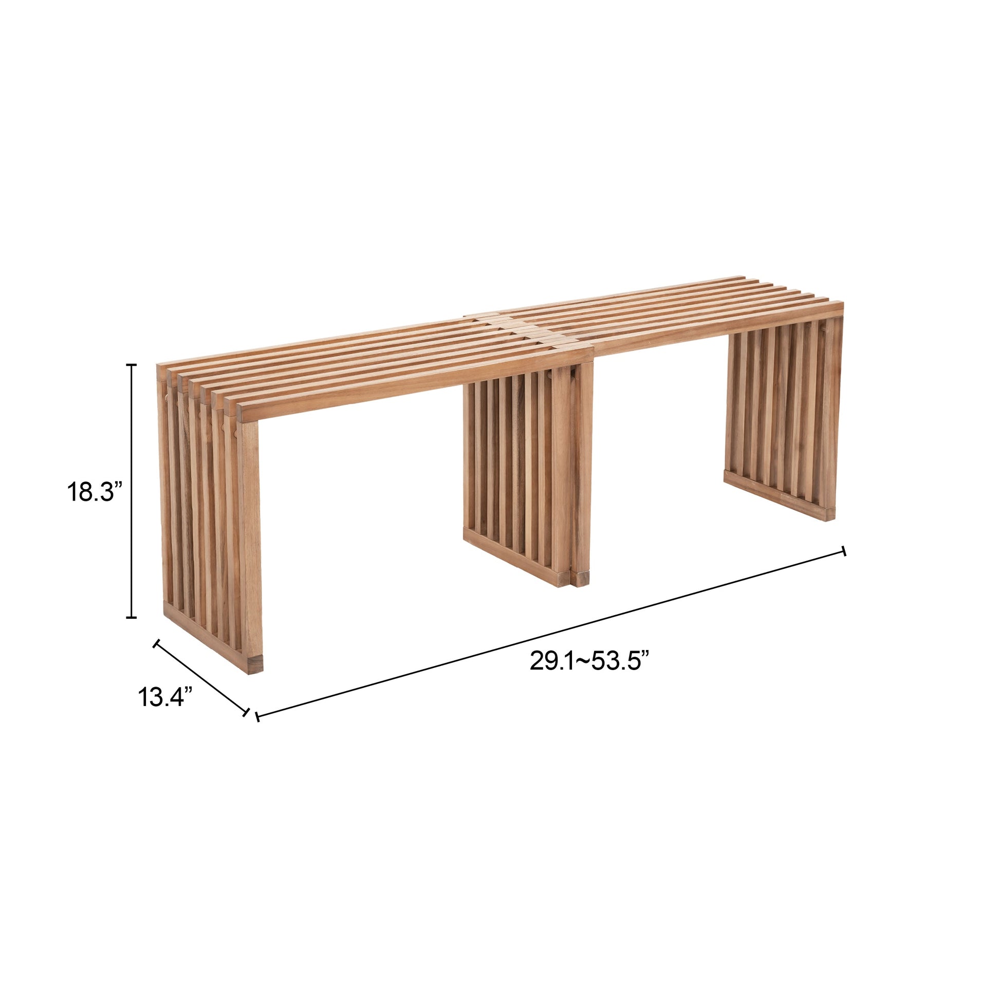 Riviera Natural Outdoor Extendable Bench (Set of 2) - Ornate Home