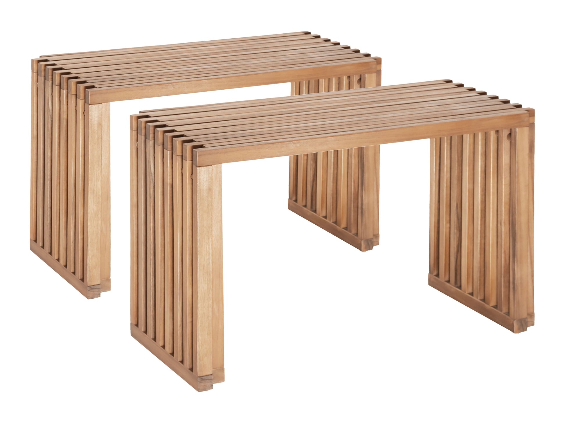 Riviera Natural Outdoor Extendable Bench (Set of 2) - Ornate Home