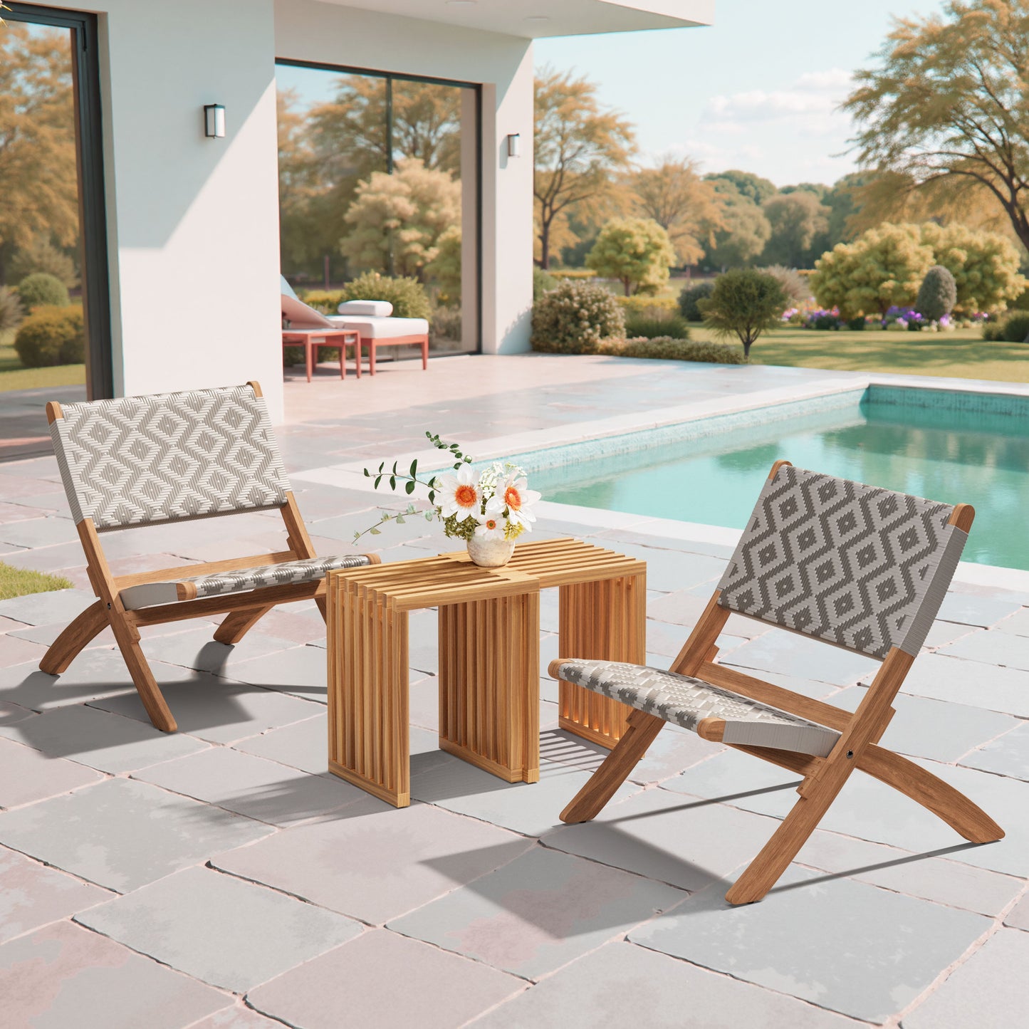 Riviera Natural Outdoor Extendable Stool (Set of 2) - Ornate Home