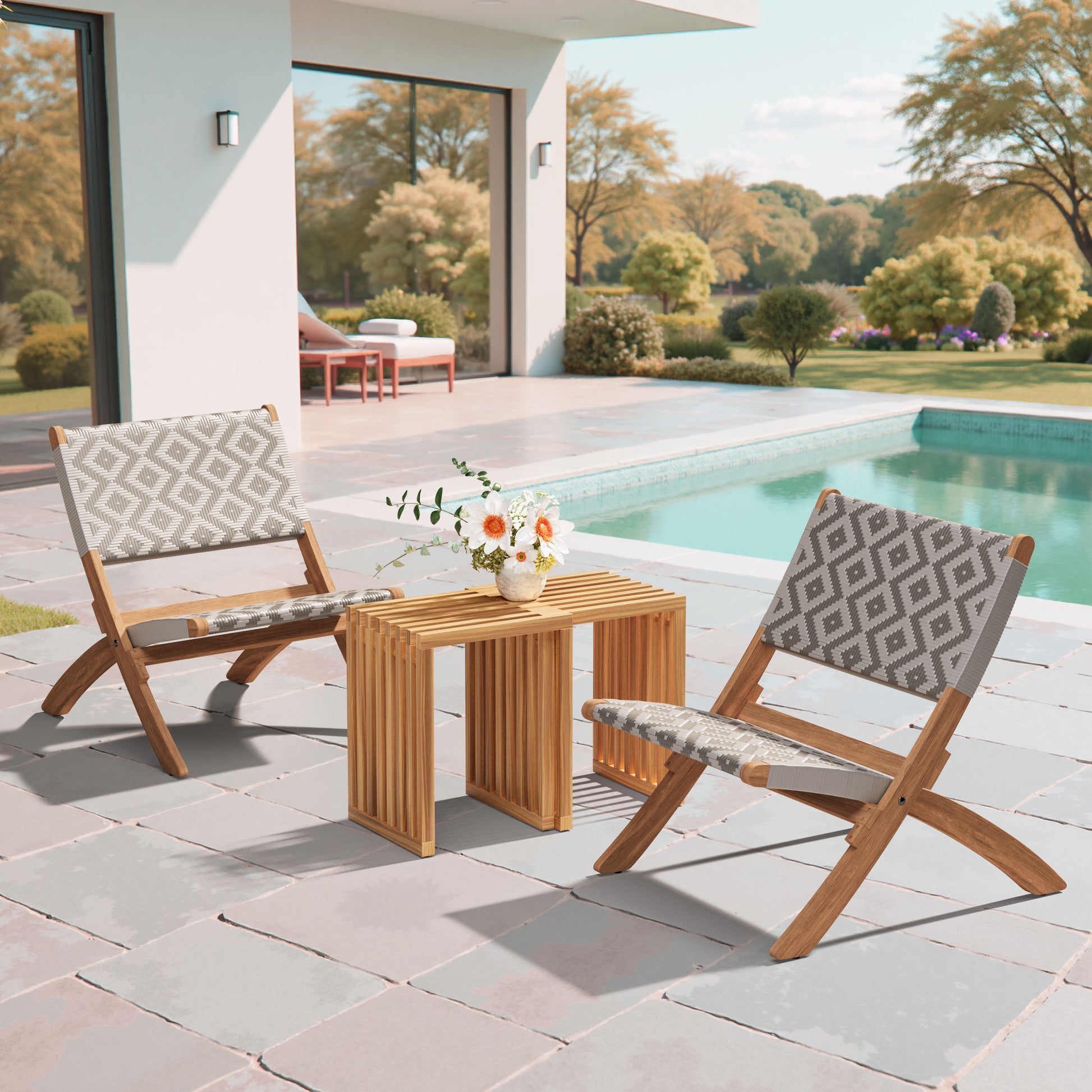 Riviera Natural Outdoor Extendable Stool (Set of 2) - Ornate Home