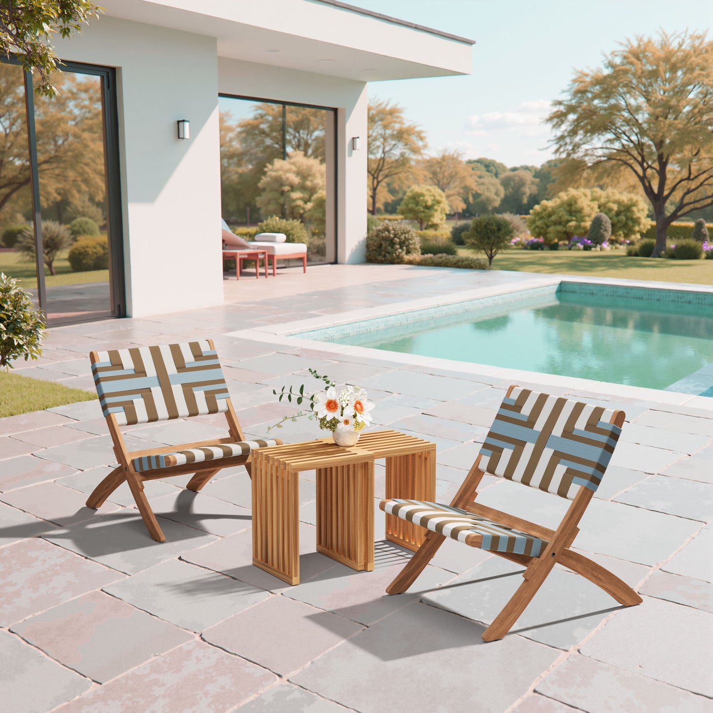 Riviera Natural Outdoor Extendable Stool (Set of 2) - Ornate Home