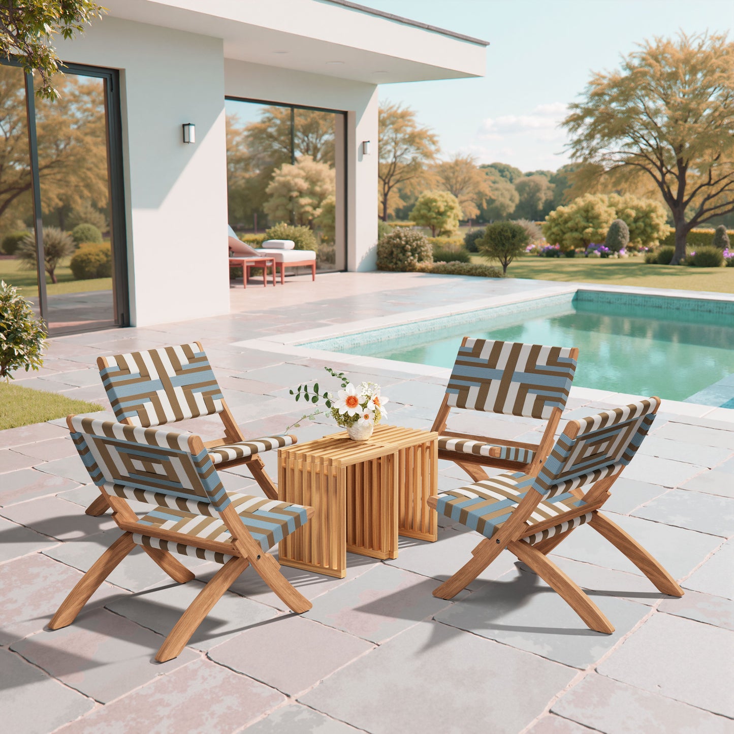 Riviera Natural Outdoor Extendable Stool (Set of 2) - Ornate Home
