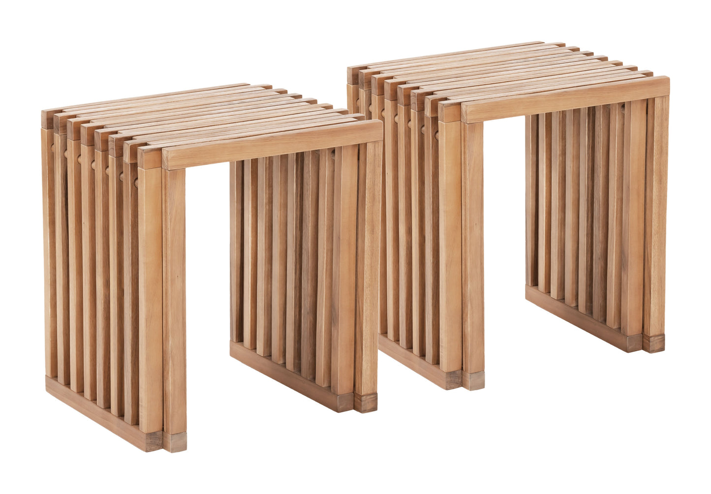 Riviera Natural Outdoor Extendable Stool (Set of 2) - Ornate Home