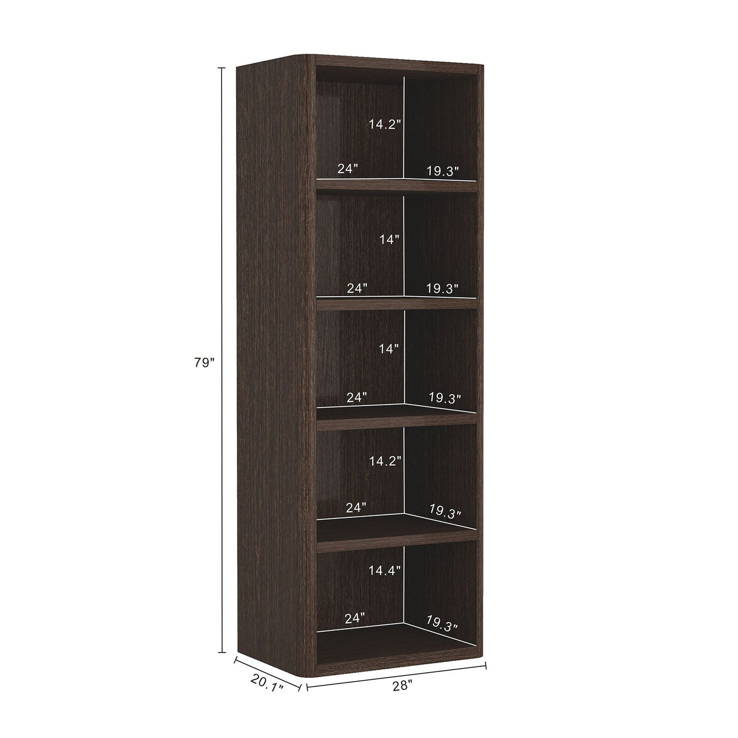 Rivington Dark Walnut 28" Open Bookcase - Ornate Home