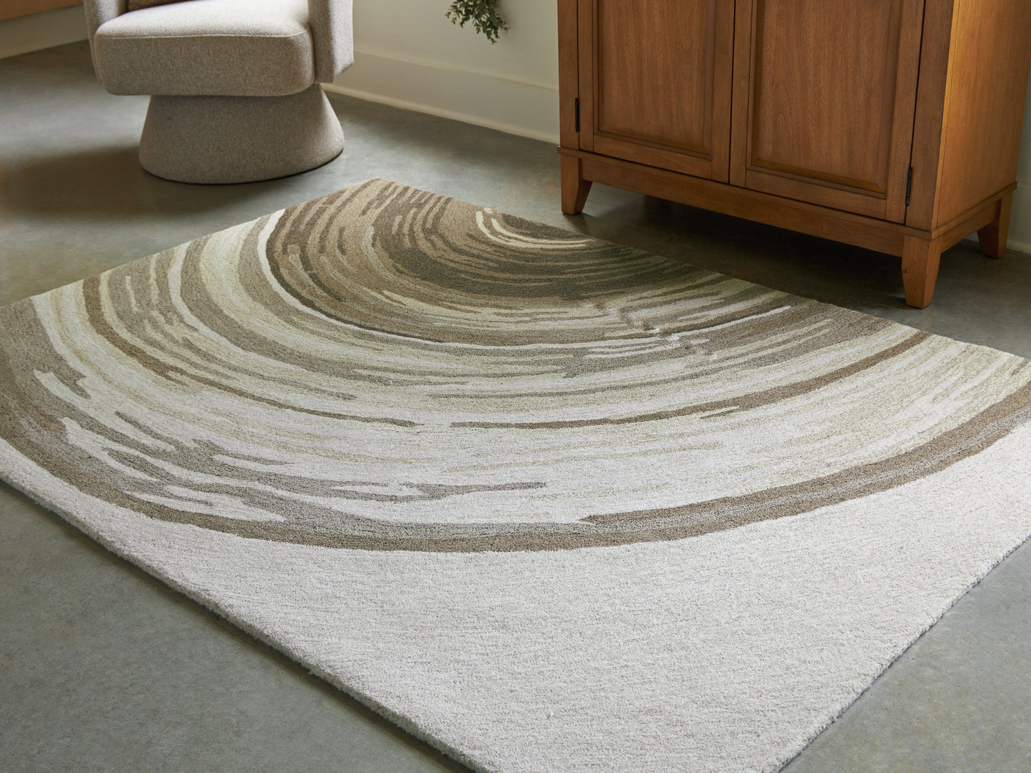 Rizwana Ivory/Brown/Gray Medium Rug- Viva Furn
