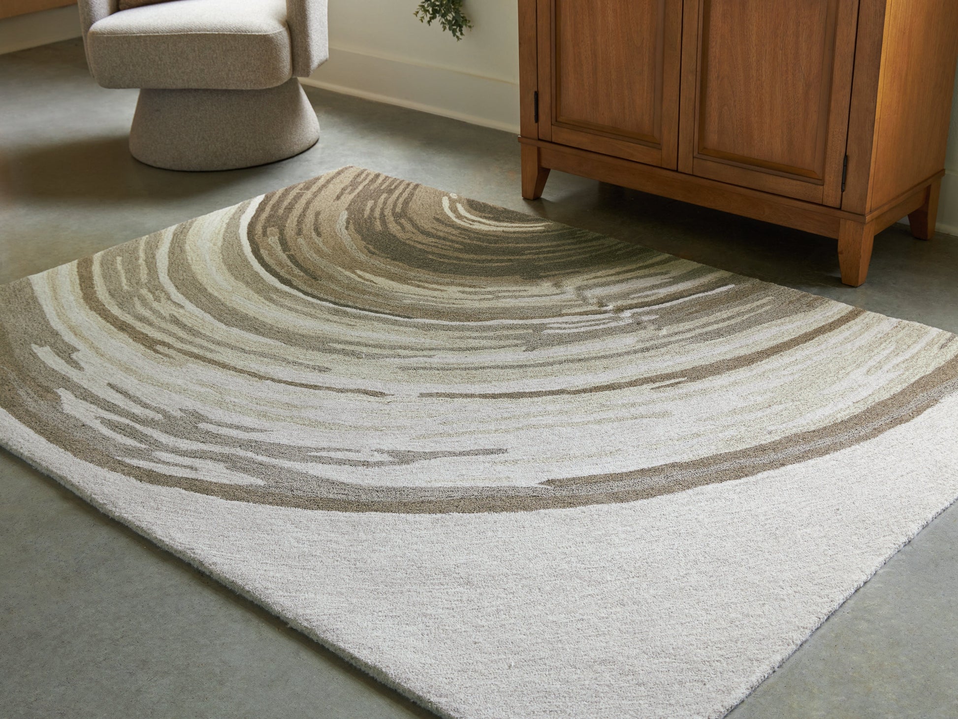 Rizwana Ivory/Brown/Gray Medium Rug- Viva Furn