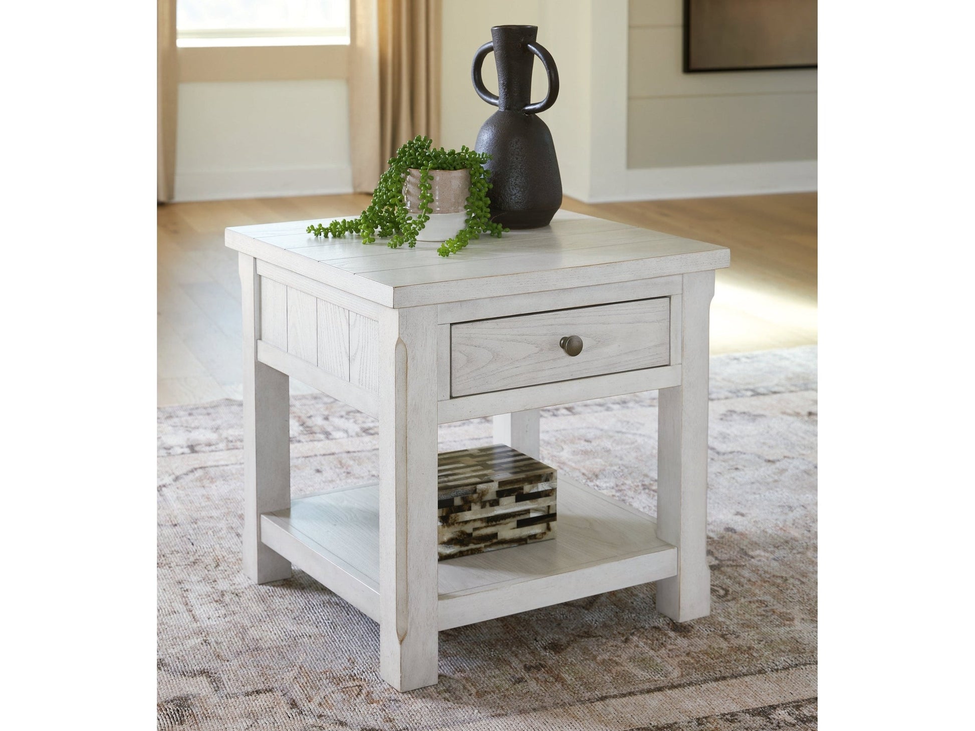 Robbinsdale Antique White End Table- Viva Furn