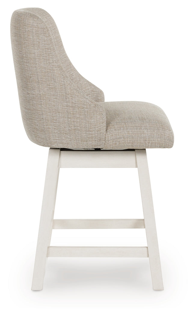 Robbinsdale Antique White Upholstered Swivel Barstool (Set of 2)- Viva Furn