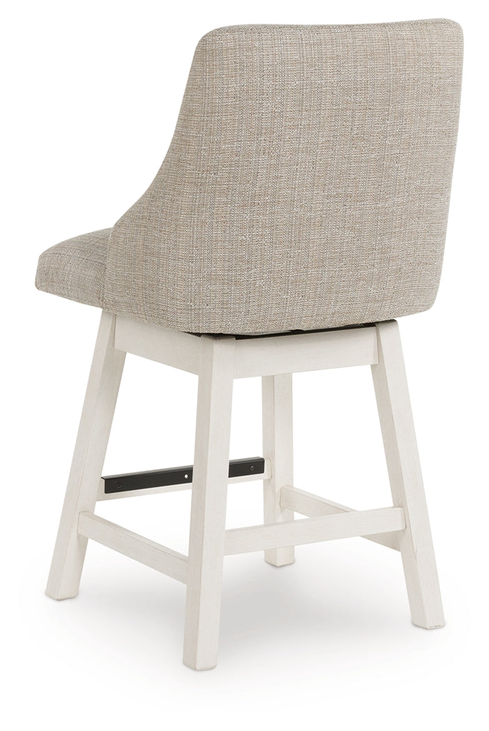 Robbinsdale Antique White Upholstered Swivel Barstool (Set of 2)- Viva Furn