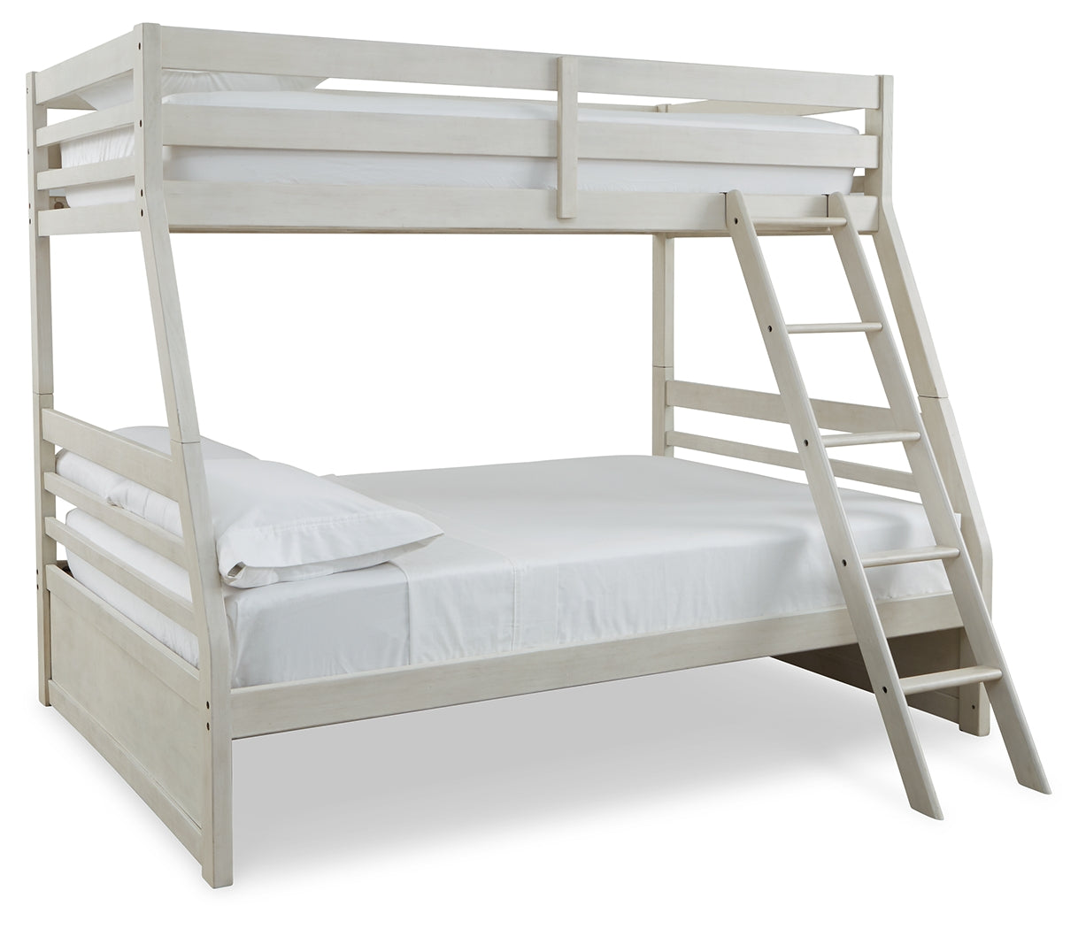 Robbinsdale Antique White/White Twin over Full Bunk Bed and Mattresses- Viva Furn