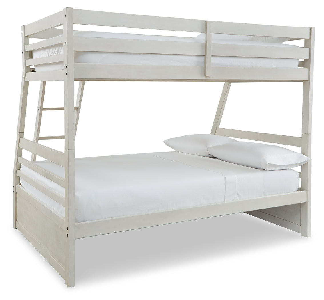 Robbinsdale Antique White/White Twin over Full Bunk Bed and Mattresses- Viva Furn