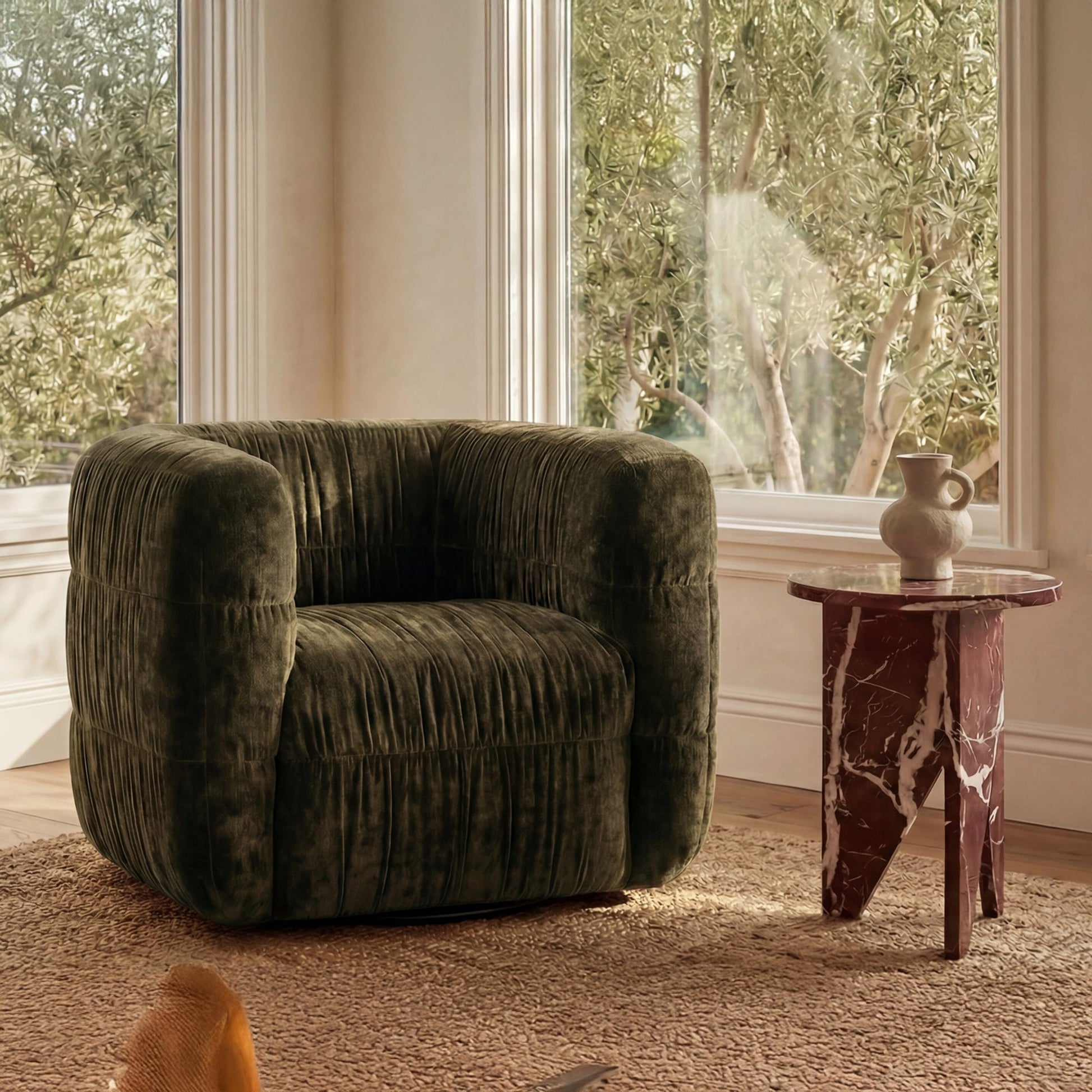 Robson Dark Green Swivel Chair - Ornate Home