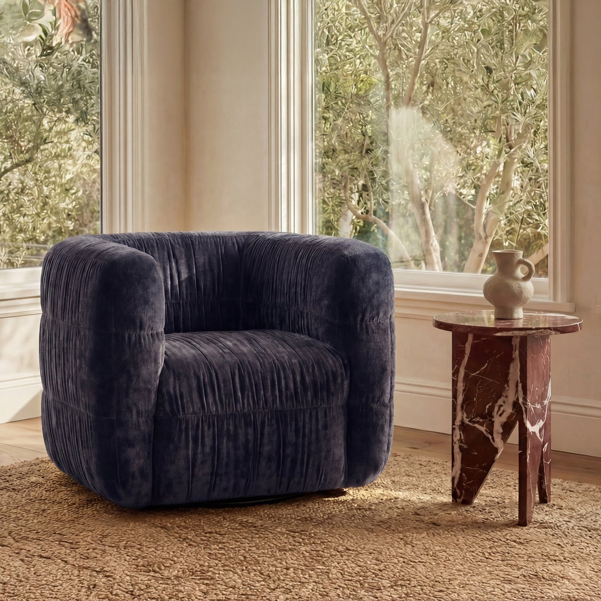 Robson Navy Swivel Chair - Ornate Home