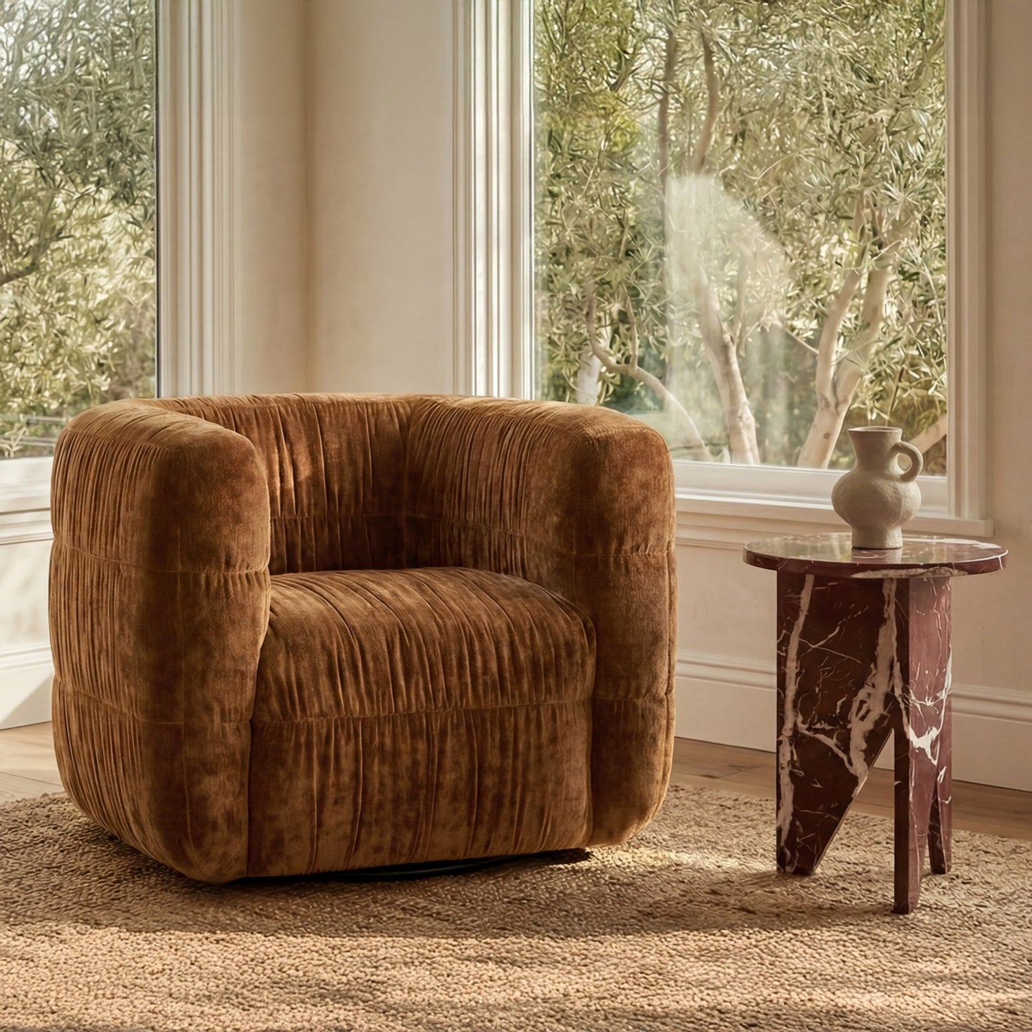 Robson Toffee Swivel Chair - Ornate Home