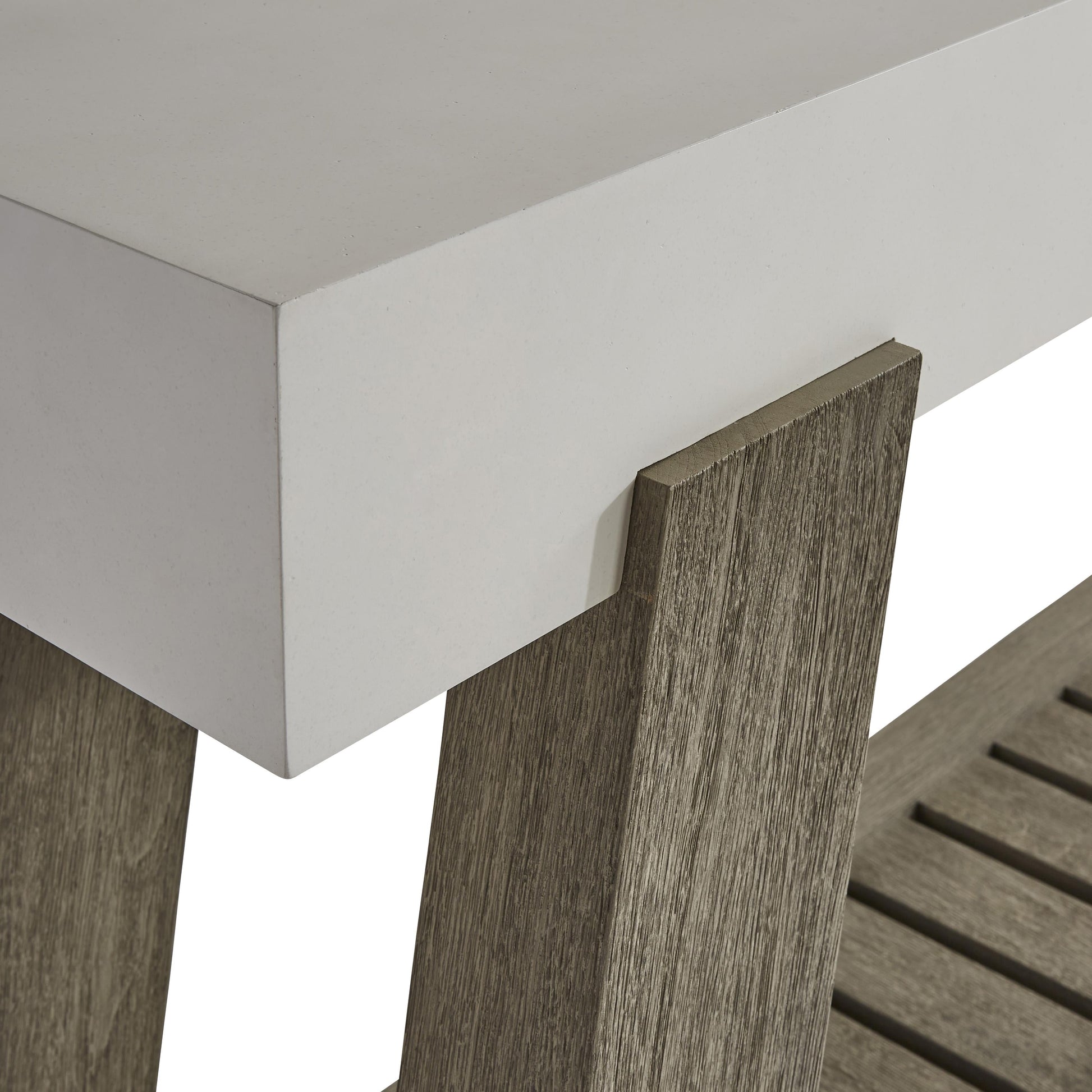 Rochelle Quarry/Weathered Teak Outdoor Console Table - Ornate Home