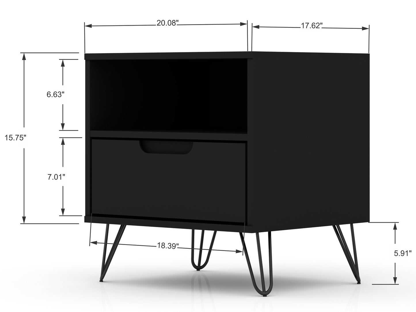 Rockefeller 1.0 Nightstand in Black - Ornate Home