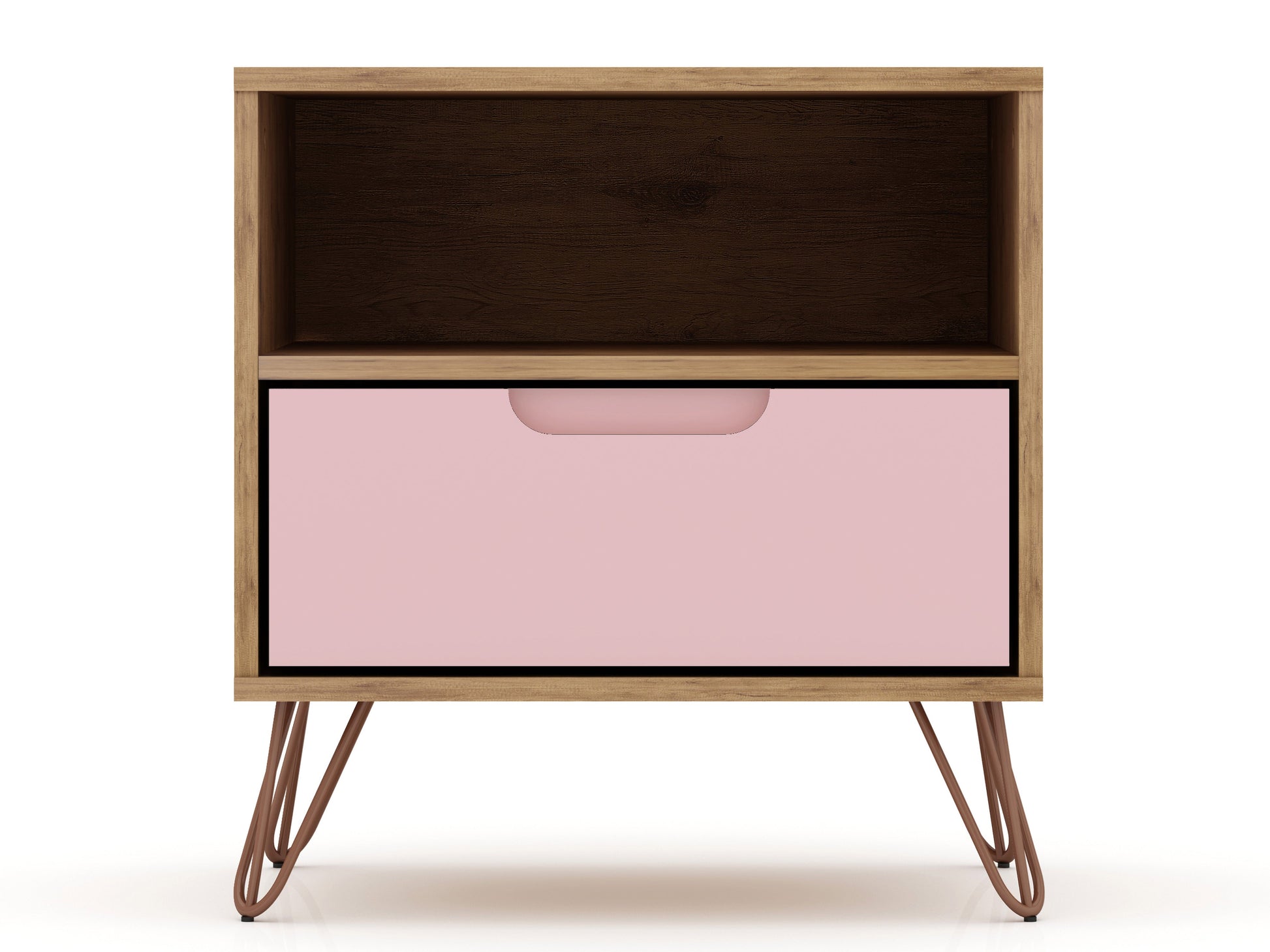 Rockefeller 1.0 Nightstand in Nature and Rose Pink - Ornate Home