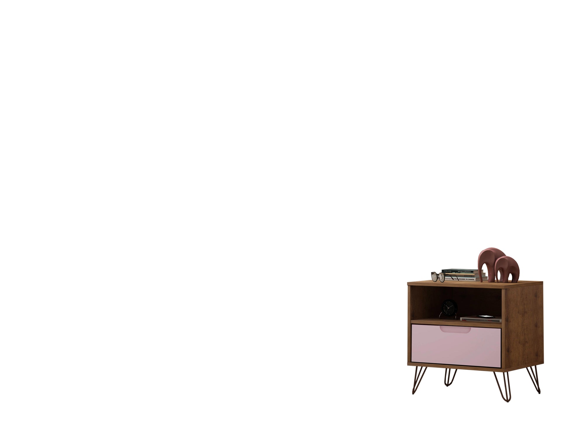 Rockefeller 1.0 Nightstand in Nature and Rose Pink - Ornate Home