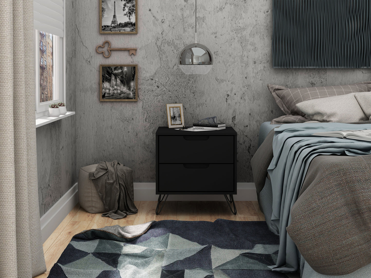 Rockefeller 2.0 Nightstand in Black - Ornate Home