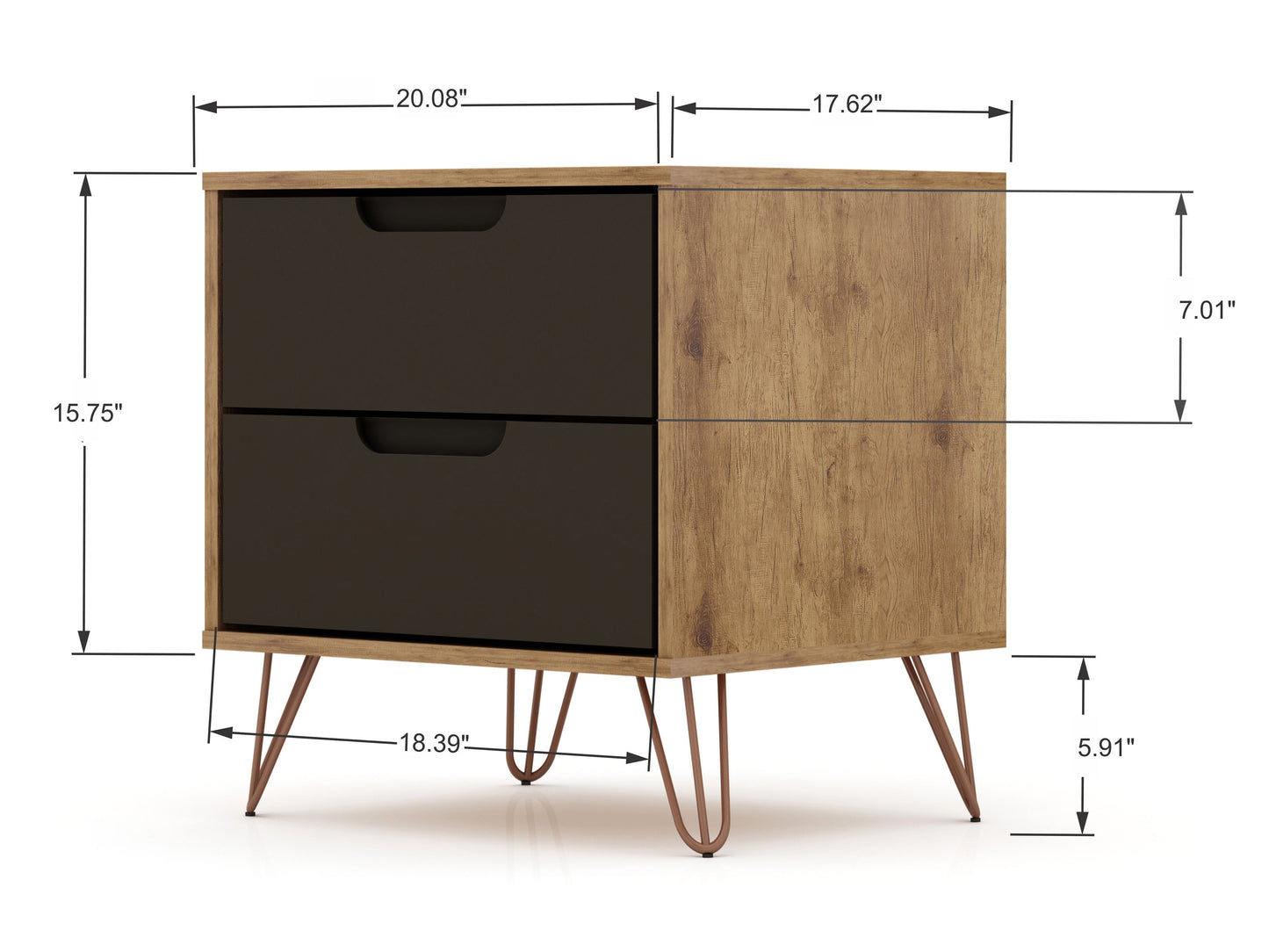 Rockefeller 2.0 Nightstand in Nature and Textured Grey - Ornate Home