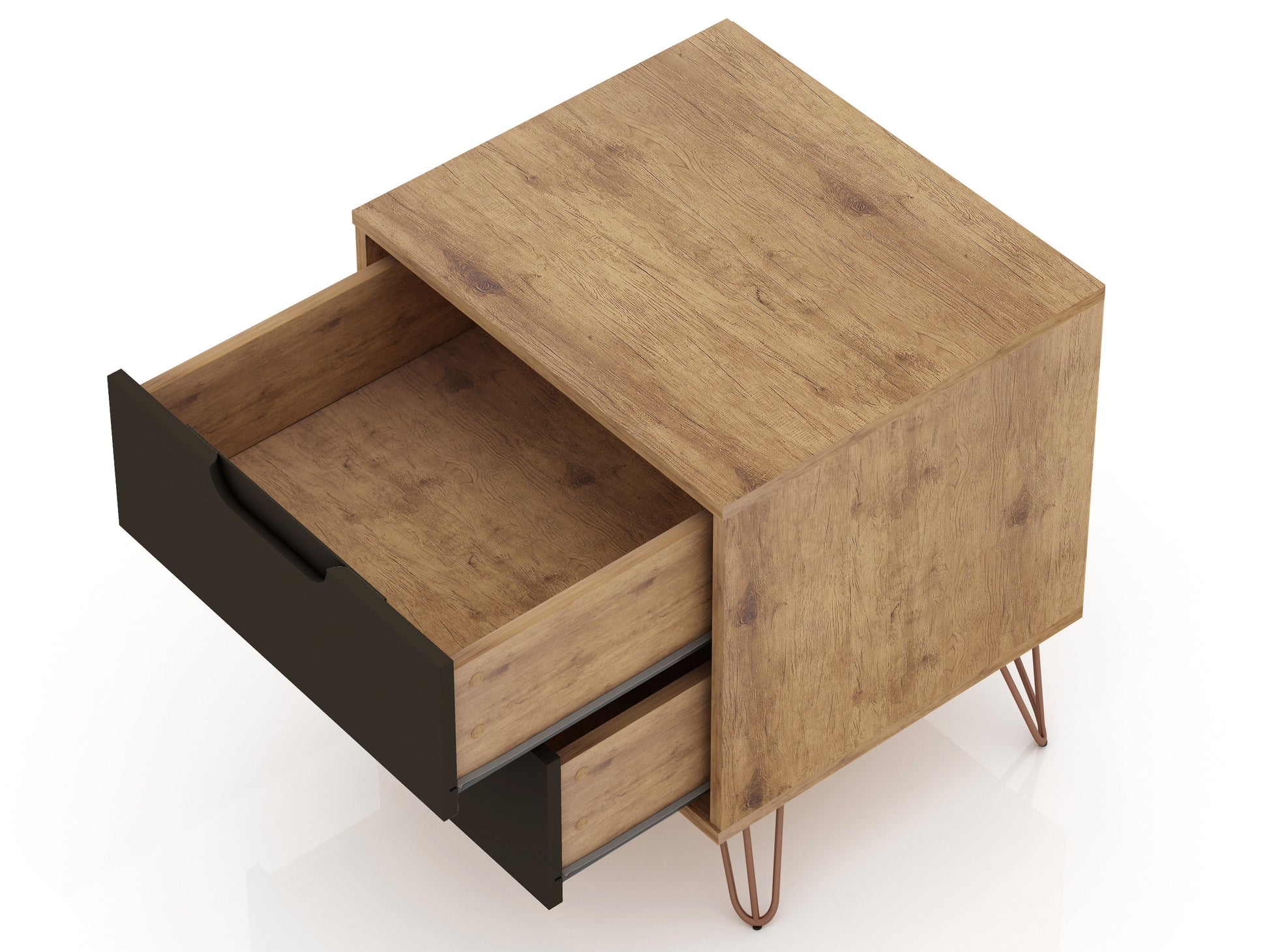 Rockefeller 2.0 Nightstand in Nature and Textured Grey - Ornate Home