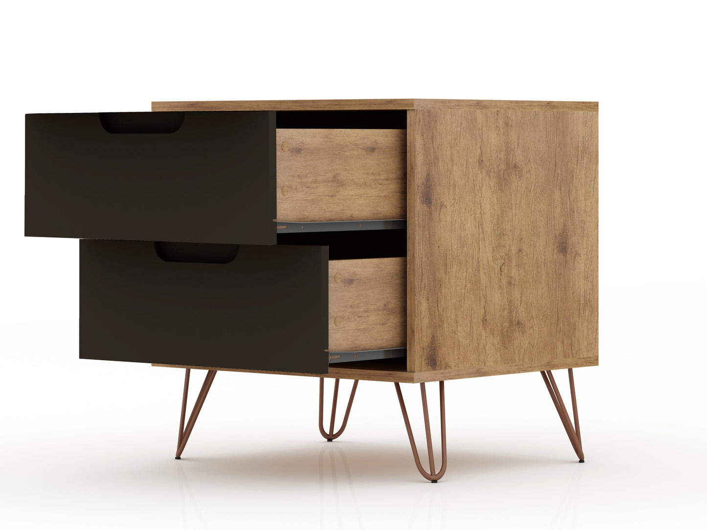Rockefeller 2.0 Nightstand in Nature and Textured Grey - Ornate Home