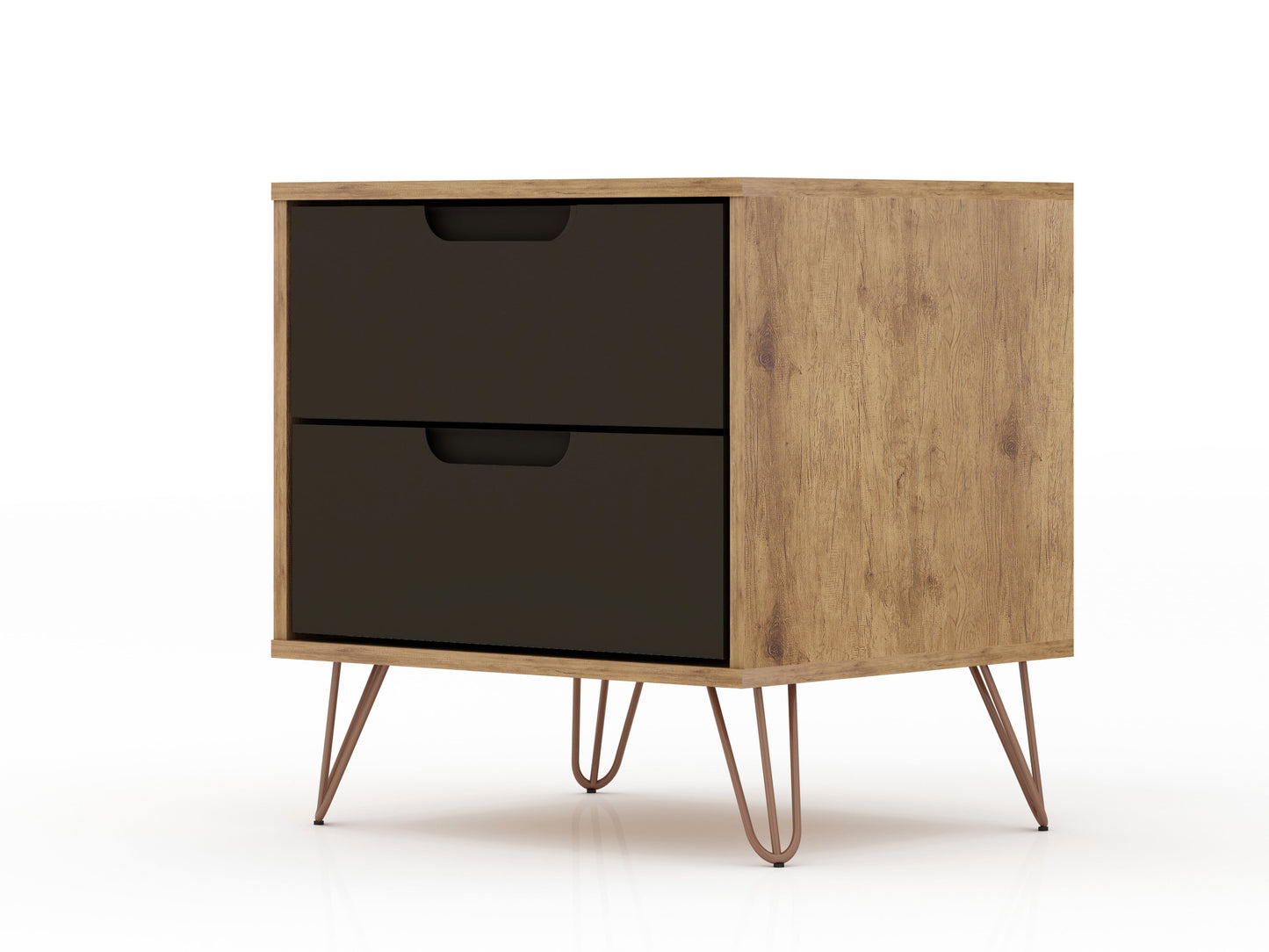 Rockefeller 2.0 Nightstand in Nature and Textured Grey - Ornate Home
